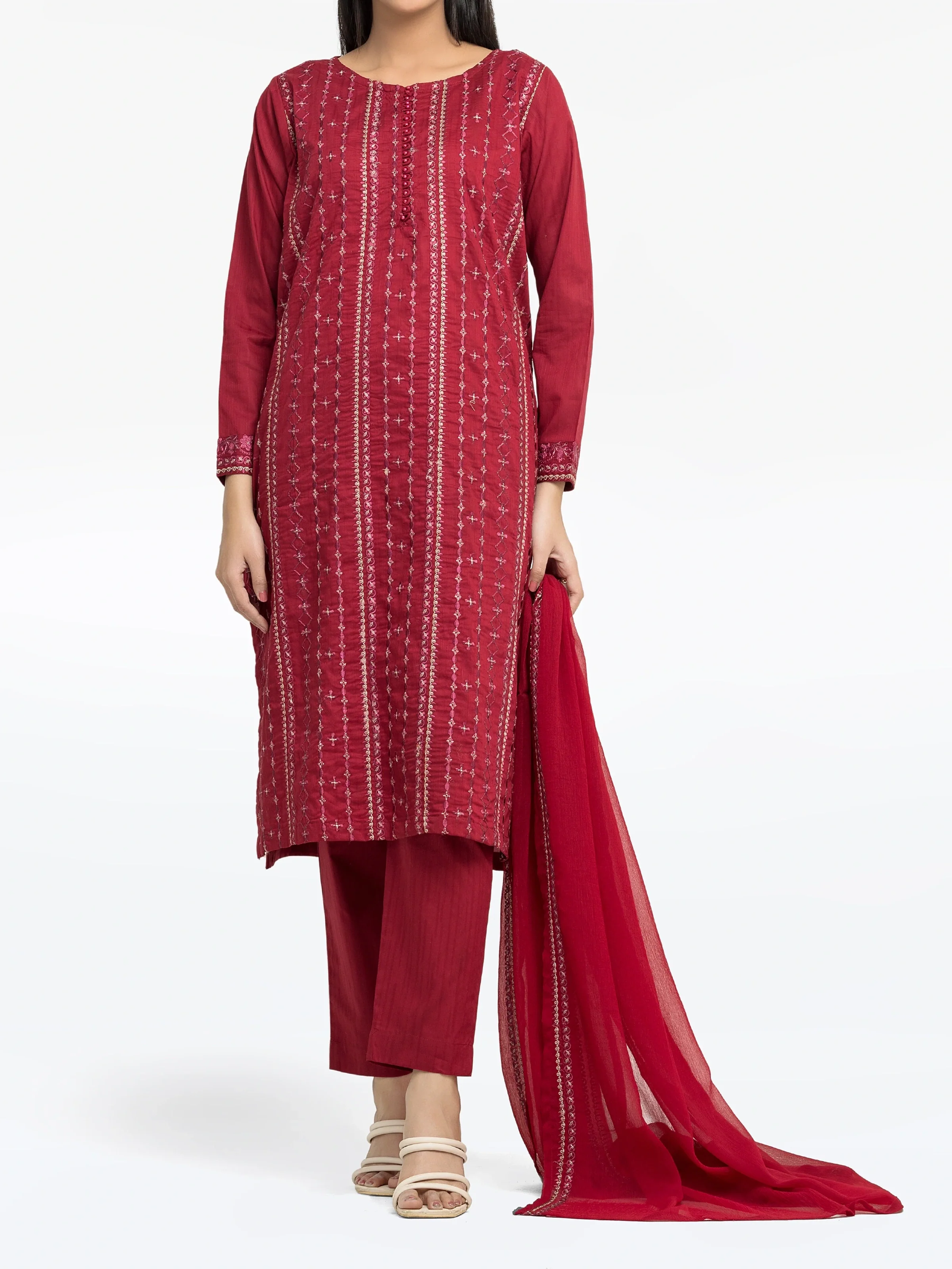 Embroidered Dobby Suit - EWTKE24-81333-3P