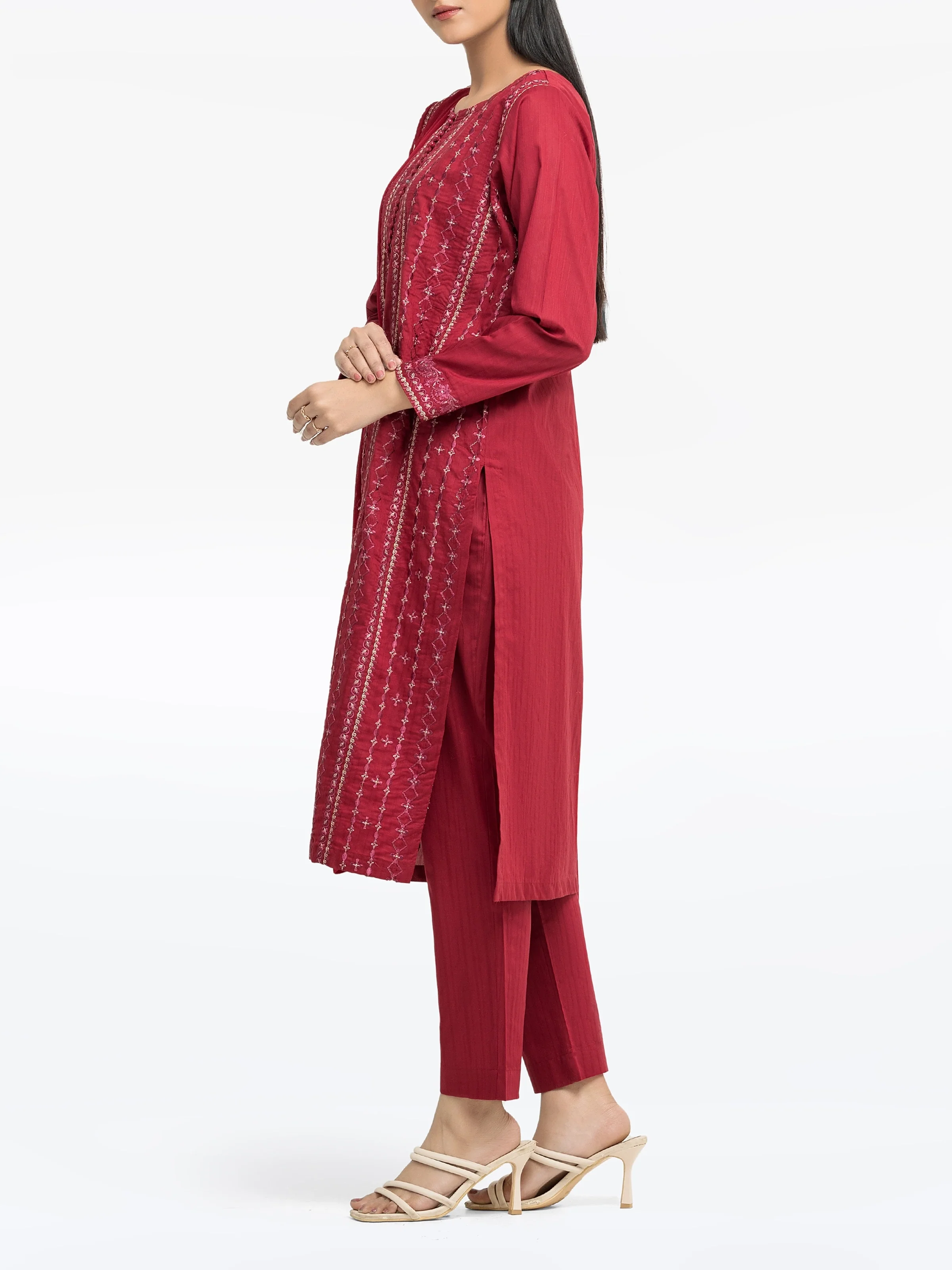Embroidered Dobby Suit - EWTKE24-81333-3P - Image 5