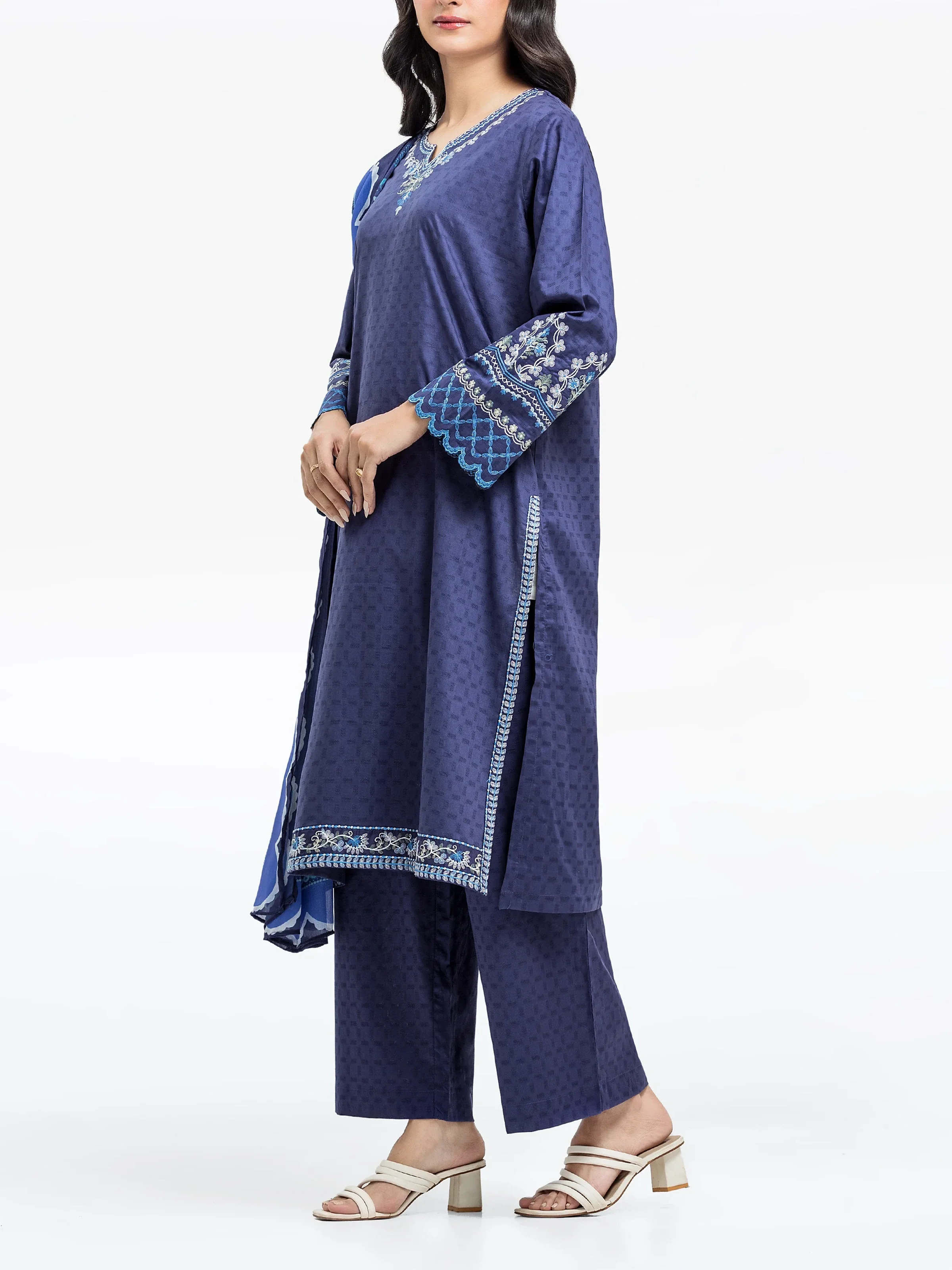 Embroidered Dobby Suit - EWTKE24-81337-3P - Image 4