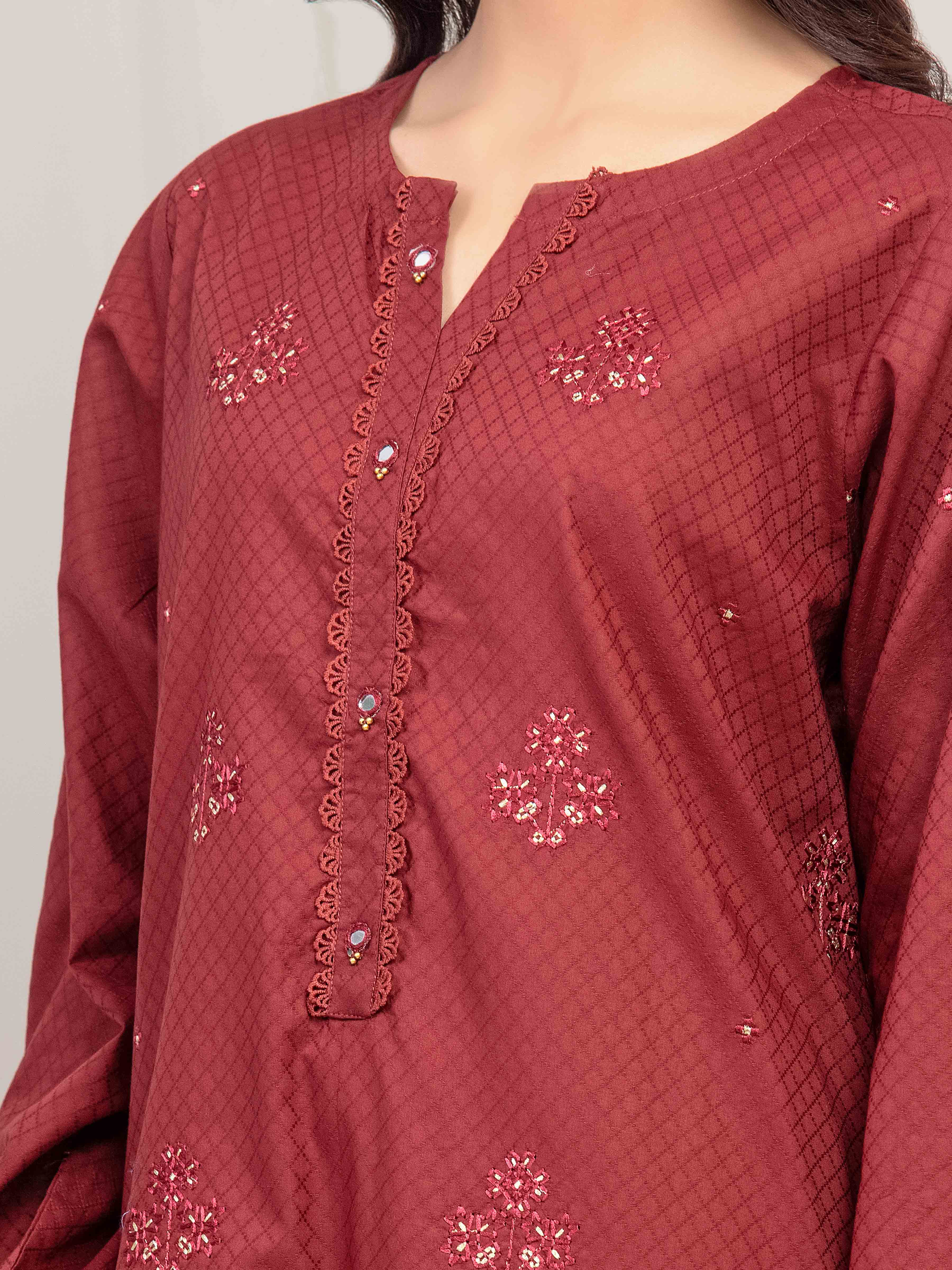 Embroidered Dobby Suit - EWTKE5-81436-3P - Image 3