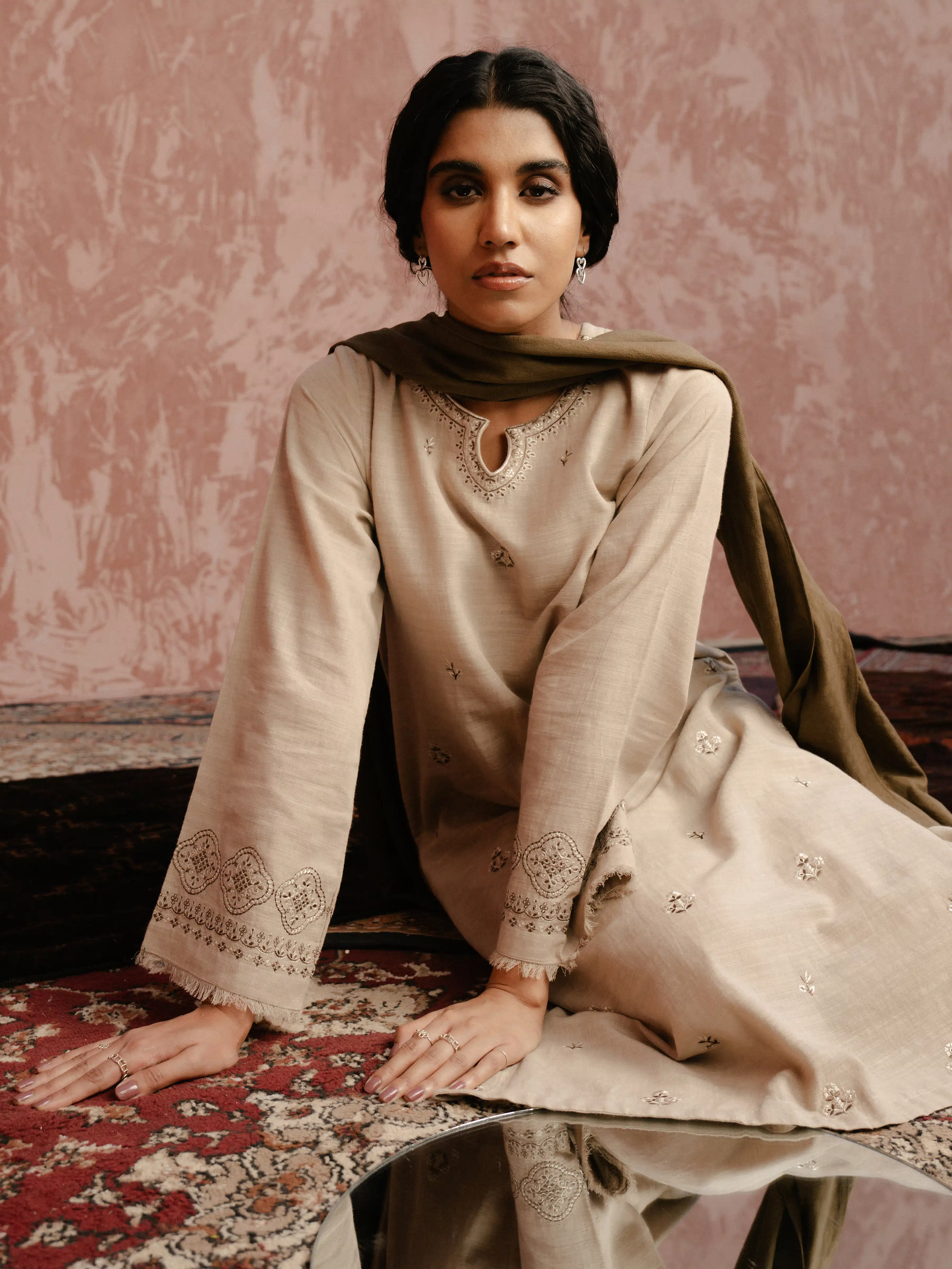 Embroidered Khaddar Suit - EWTKE24-81371-3P - Image 2