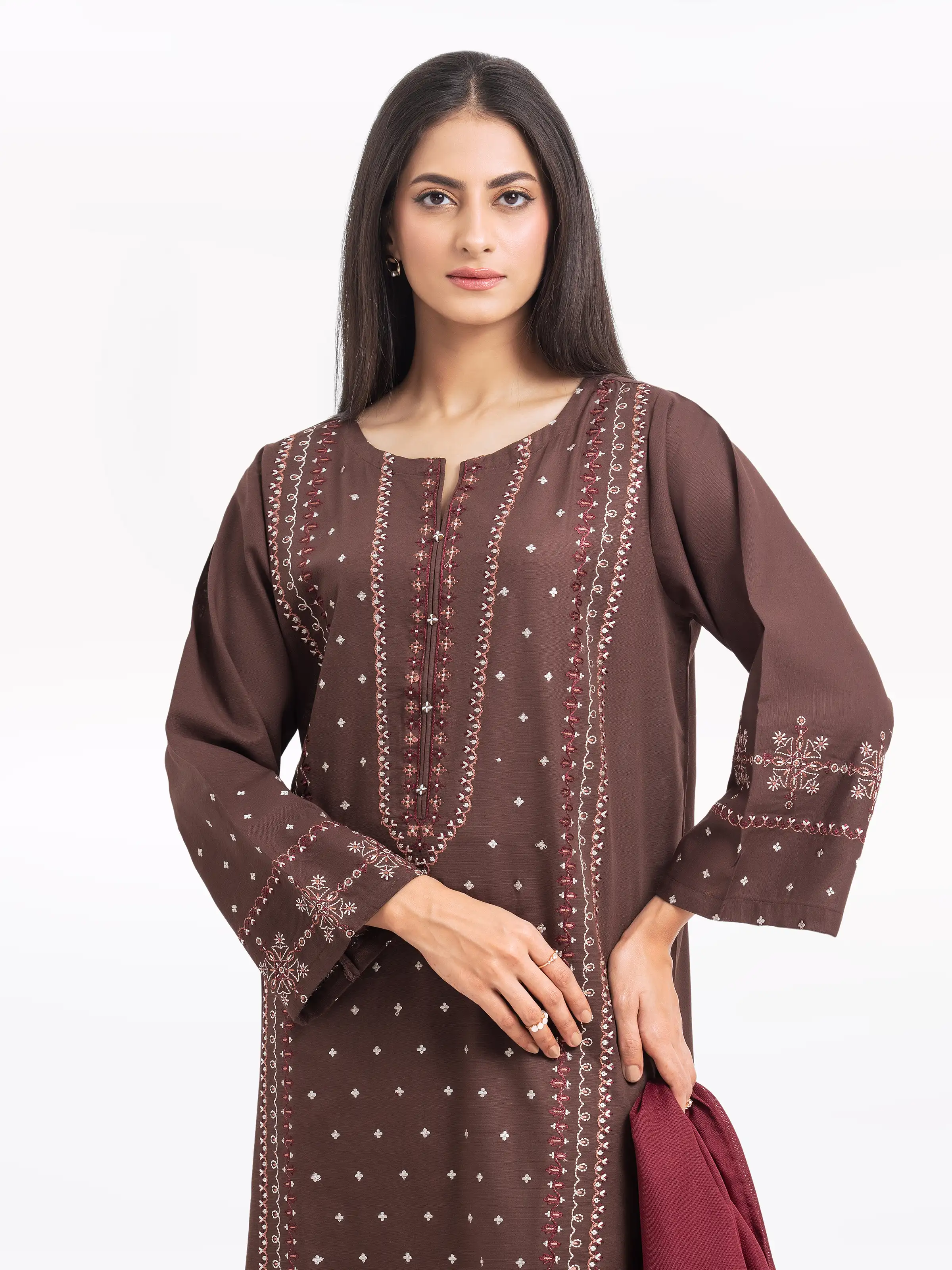 Embroidered Khaddar Suit - EWTKE24-81372-3P - Image 3