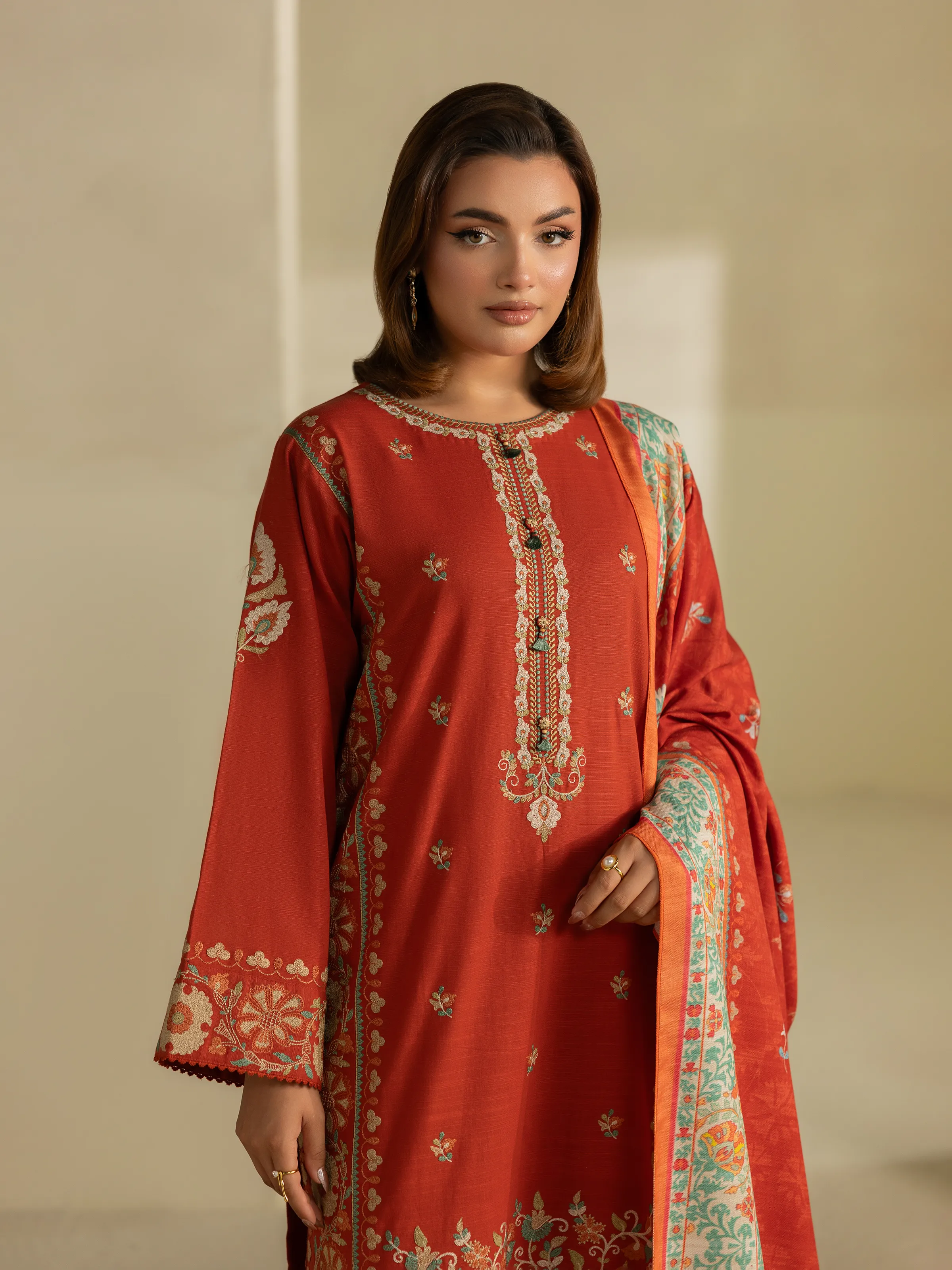 Embroidered Khaddar Suit - EWTKED5-84011-3P - Image 2