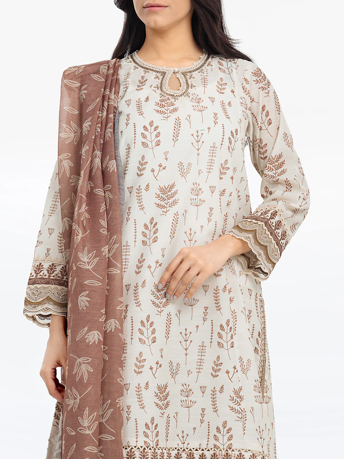 Embroidered Lawn Slub Suit - EWTKE24-69639-3P - Image 2