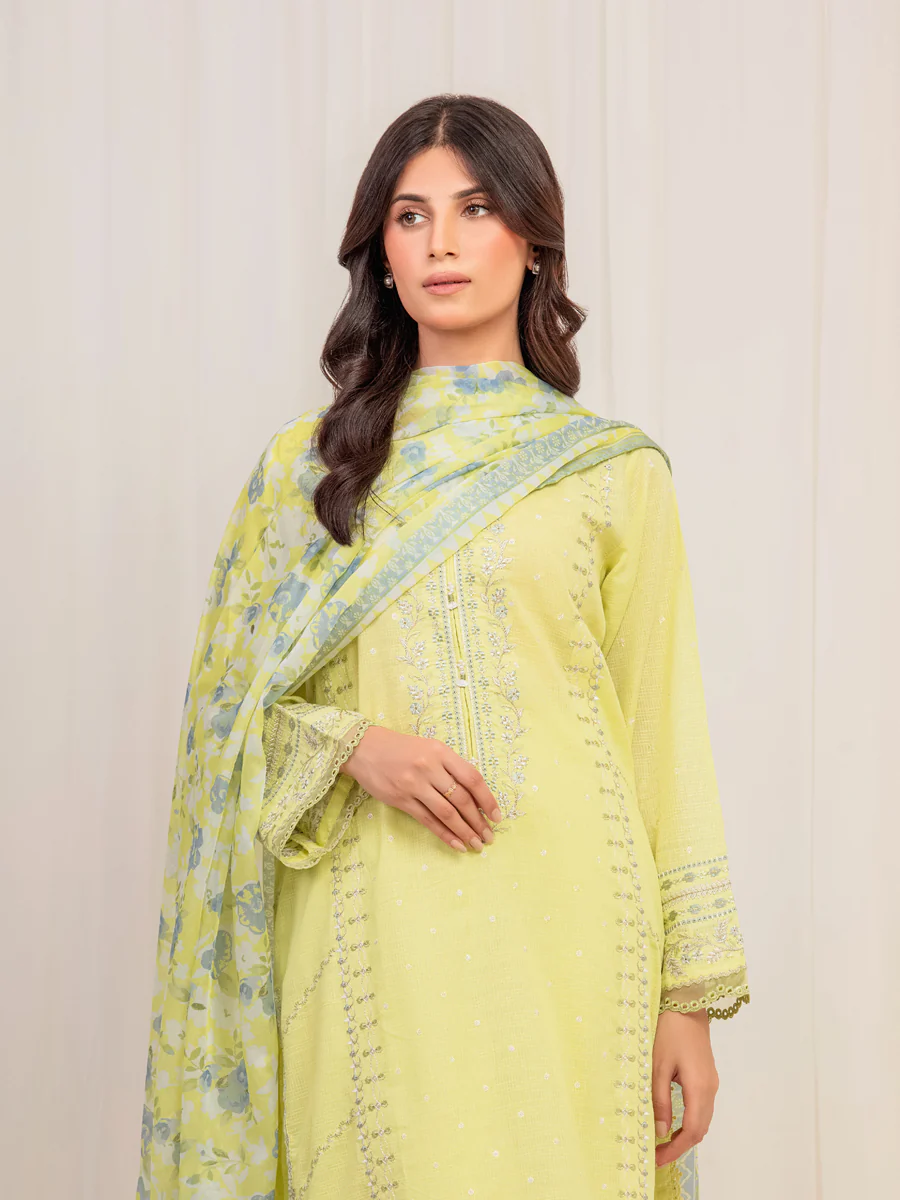 Embroidered Lawn Slub Suit - EWTKE5-82108-3P - Image 2