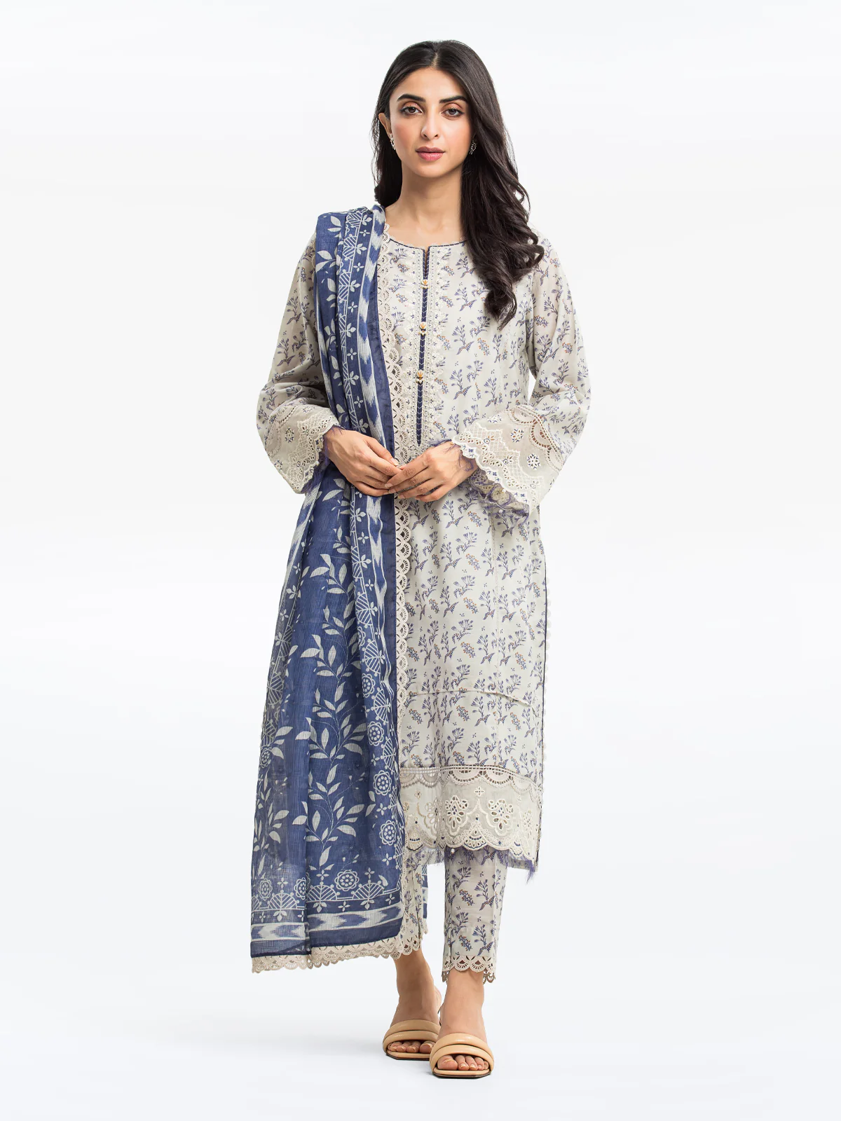 Embroidered Lawn Slub Suit - EWTKE24-69623-3P