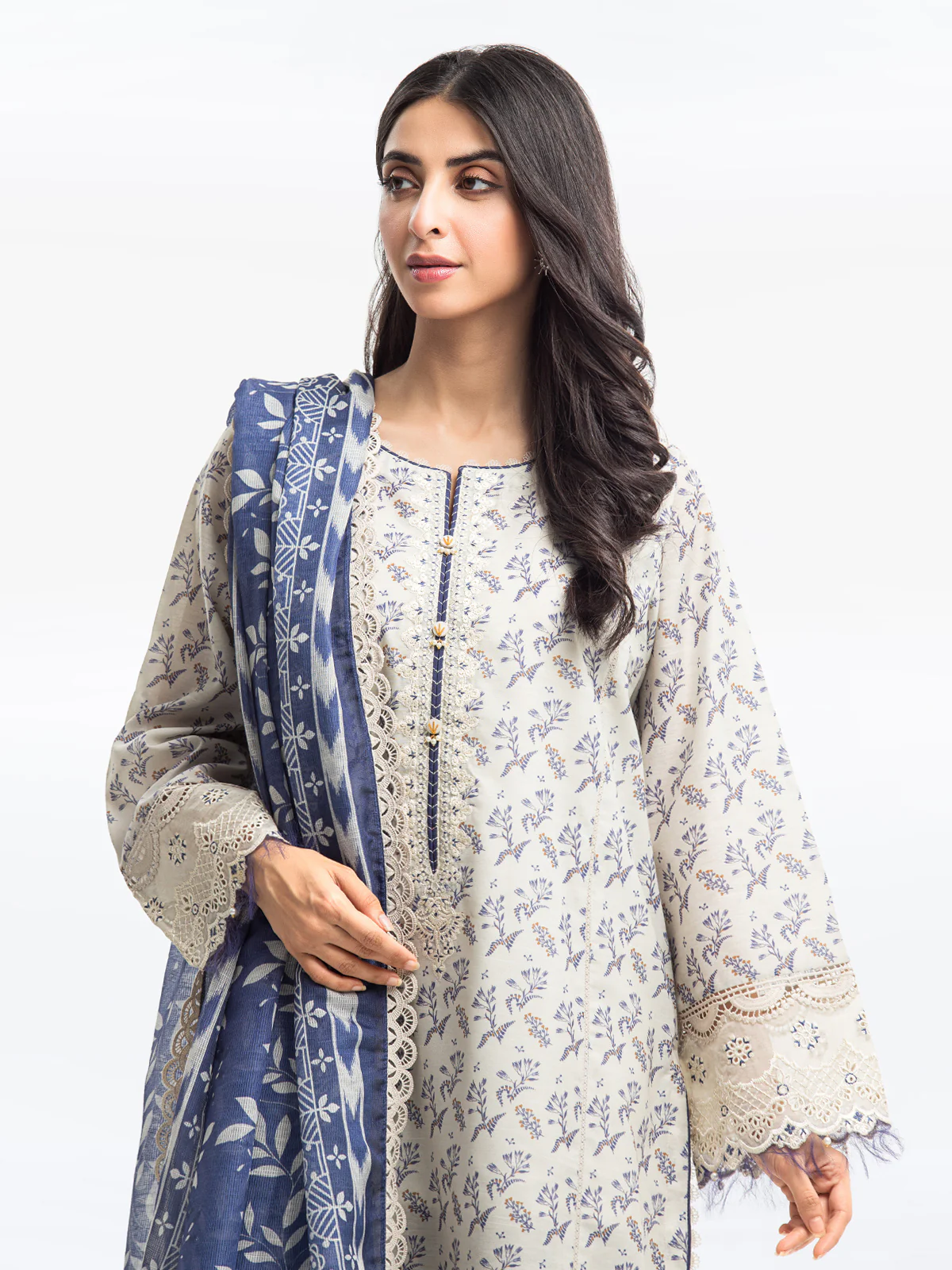 Embroidered Lawn Slub Suit - EWTKE24-69623-3P - Image 2