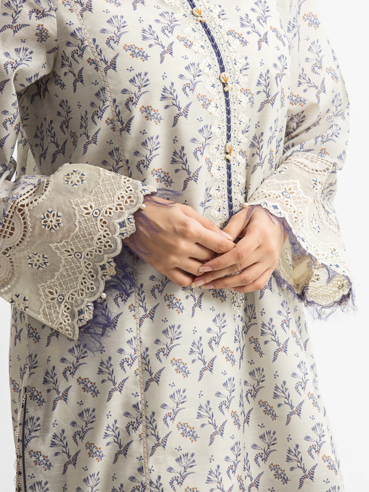 Embroidered Lawn Slub Suit - EWTKE24-69623-3P - Image 4