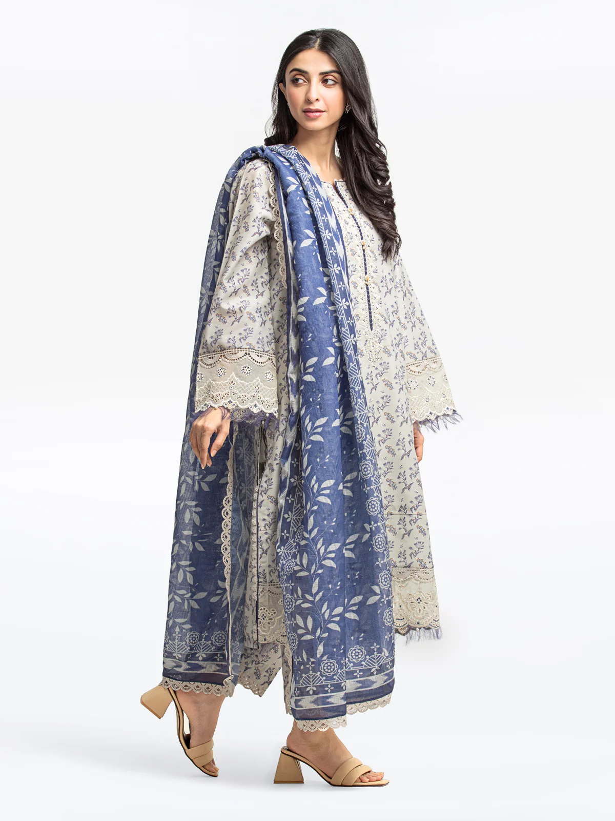 Embroidered Lawn Slub Suit - EWTKE24-69623-3P - Image 5