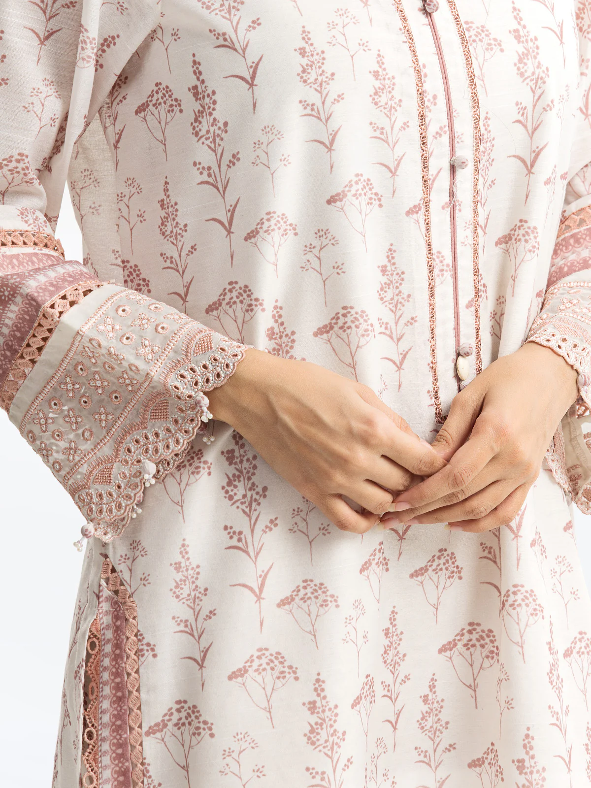 Embroidered Lawn Slub Suit - EWTKE24-69638-3P - Image 4