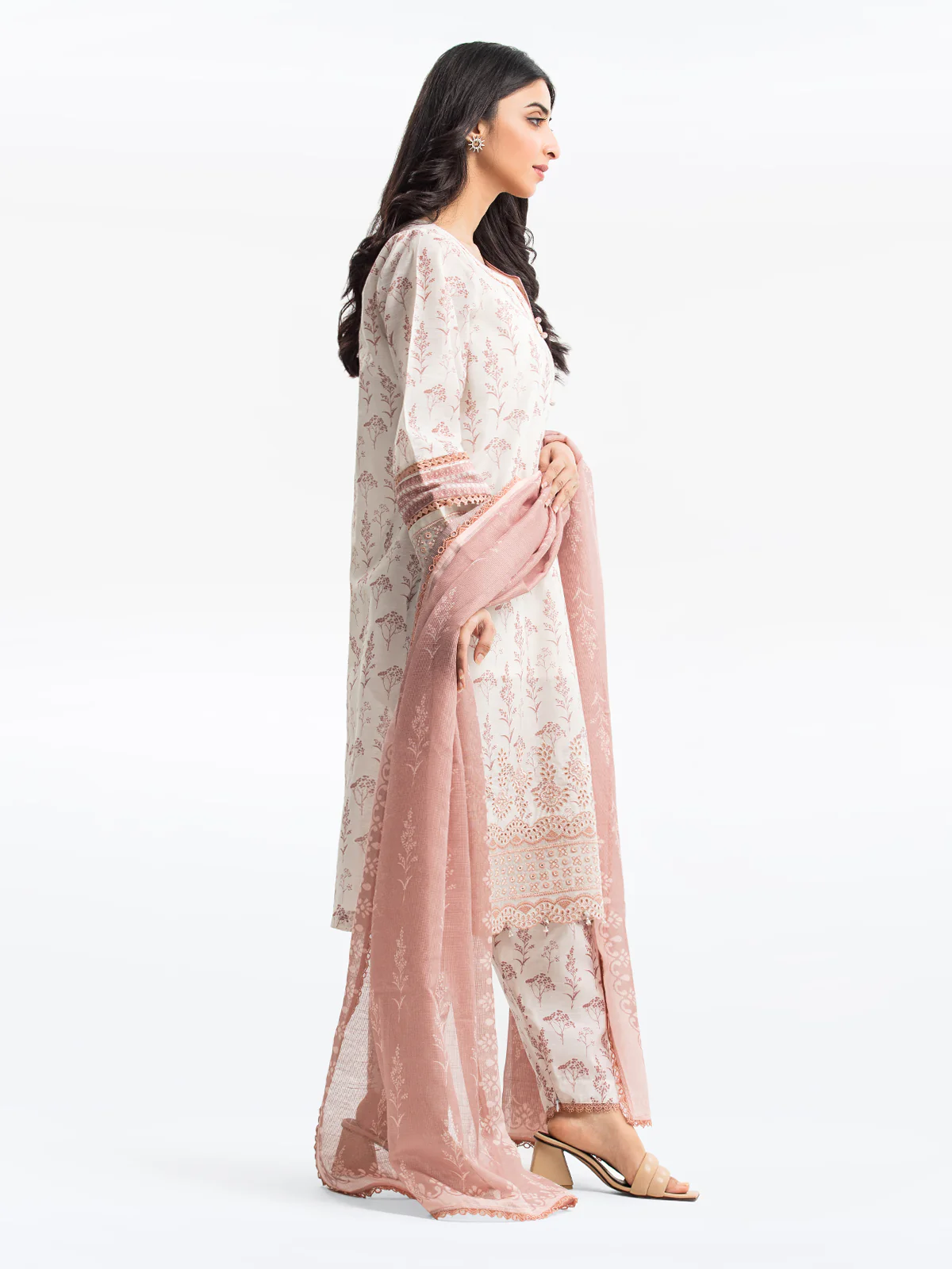 Embroidered Lawn Slub Suit - EWTKE24-69638-3P - Image 5