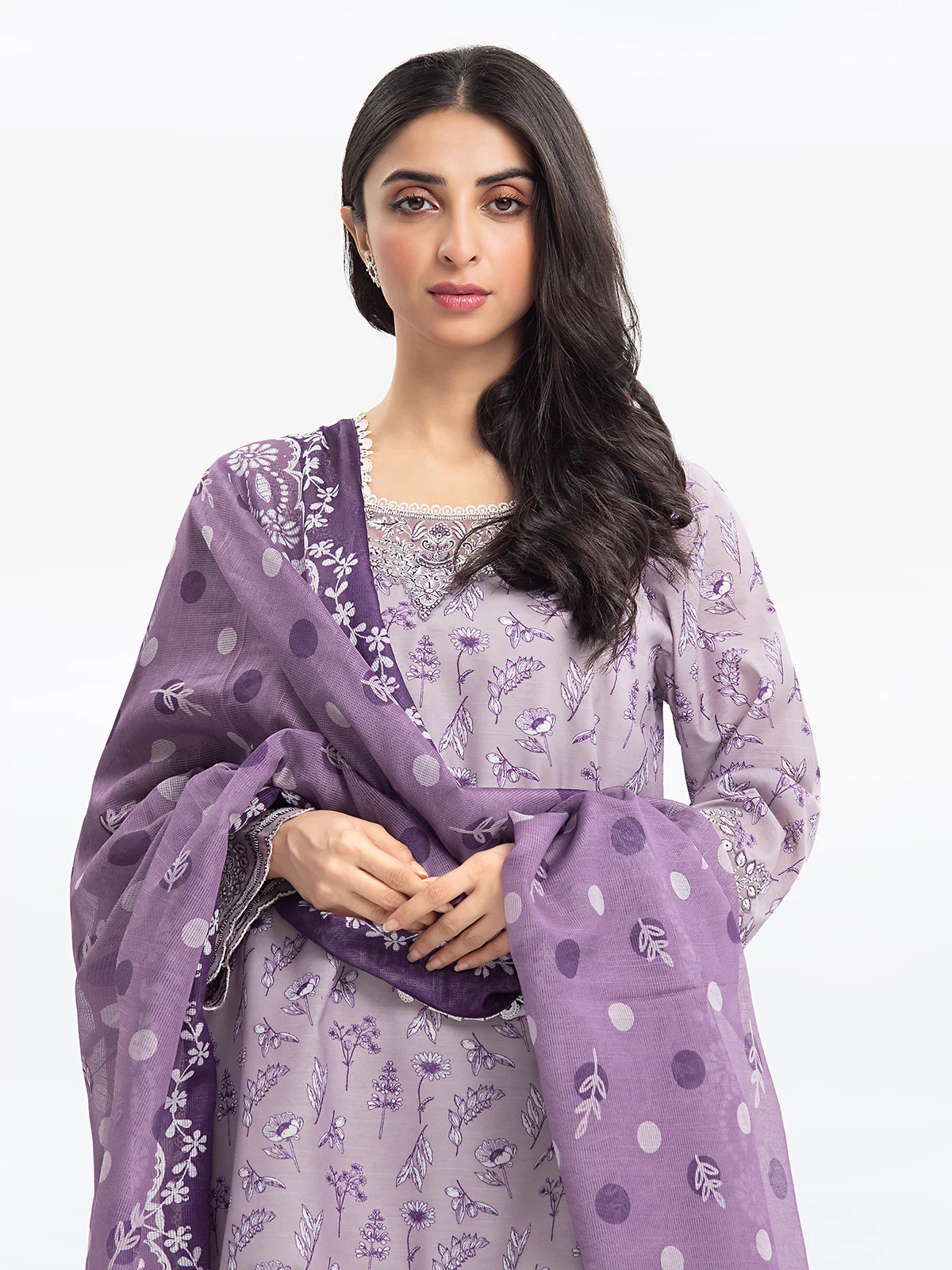 Embroidered Lawn Slub Suit - EWTKE24-69642-3P - Image 2