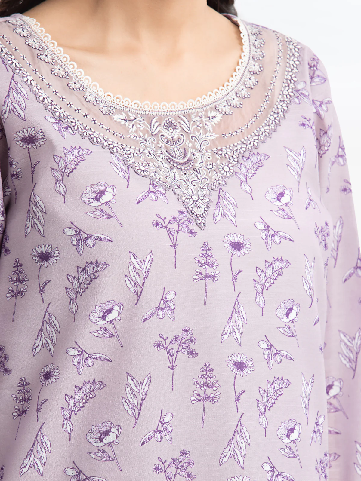 Embroidered Lawn Slub Suit - EWTKE24-69642-3P - Image 4