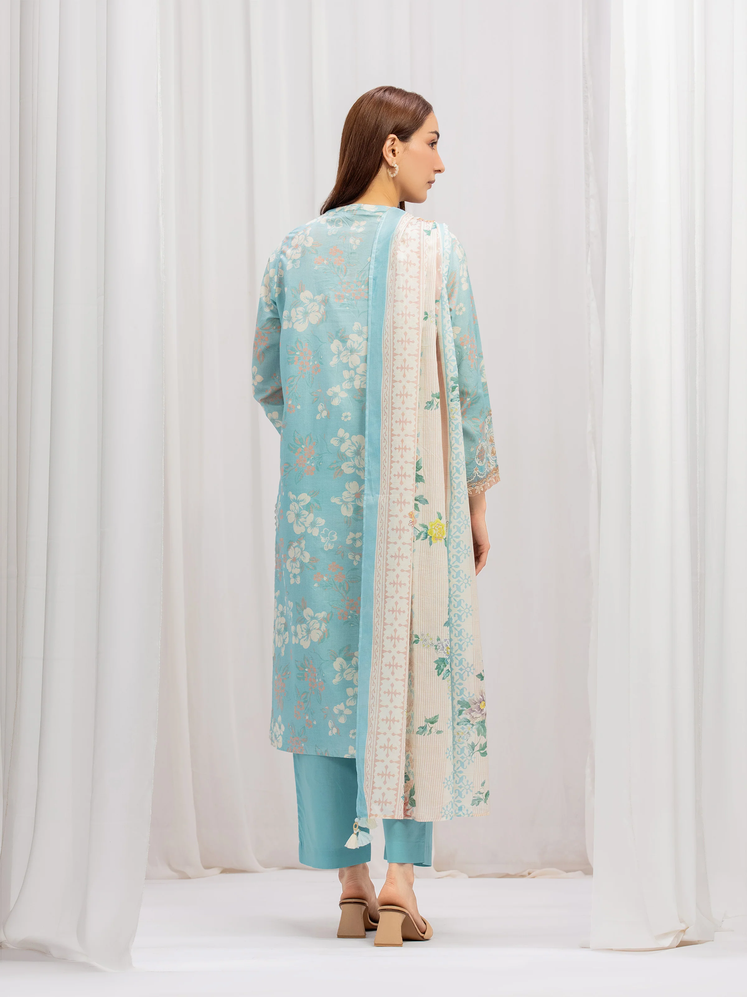 Embroidered Lawn Suit - EWTKE5-82346-3P - Image 5