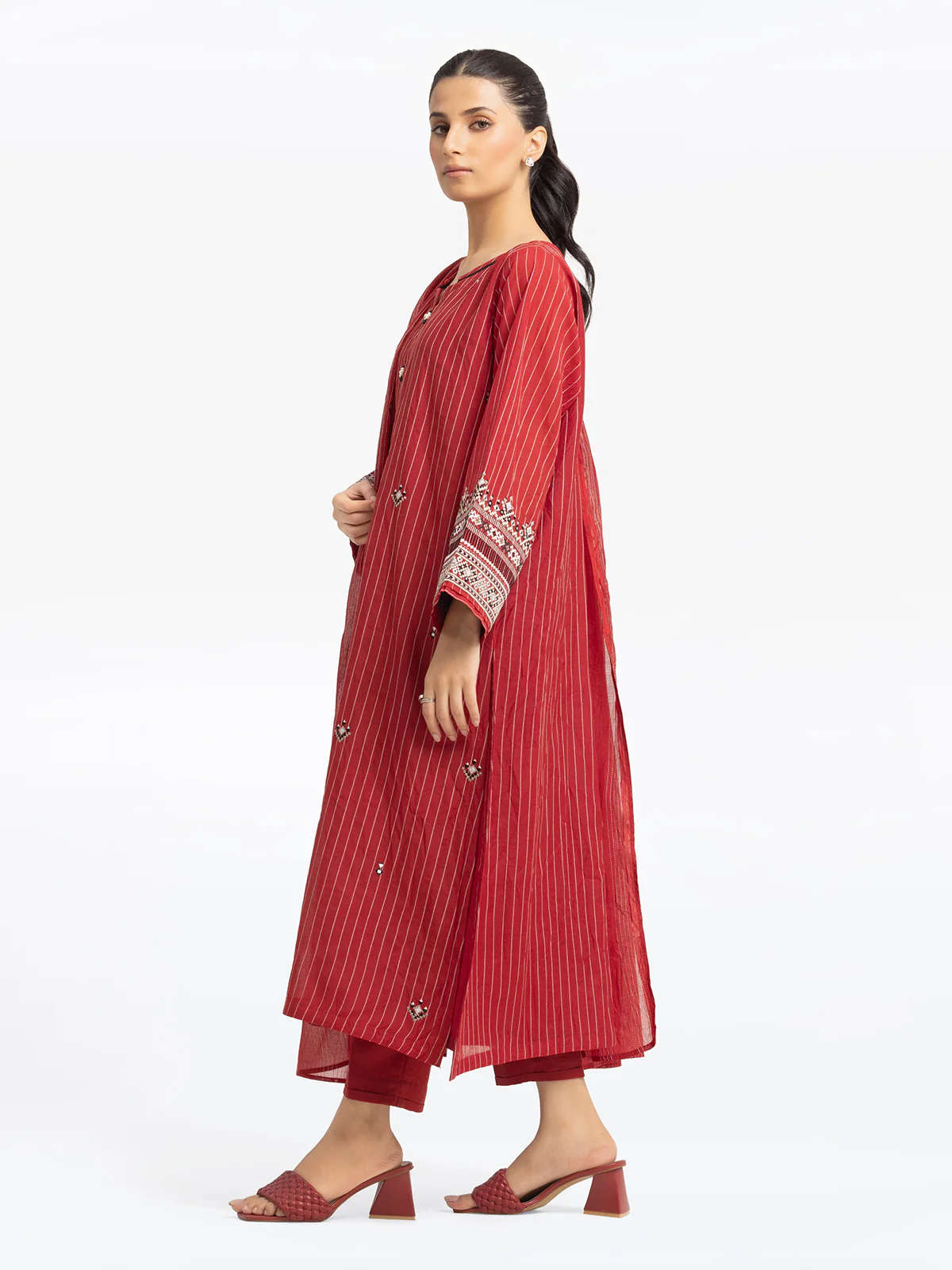 Embroidered Poly Cotton Suit - EWTKE24-80102-3P - Image 4