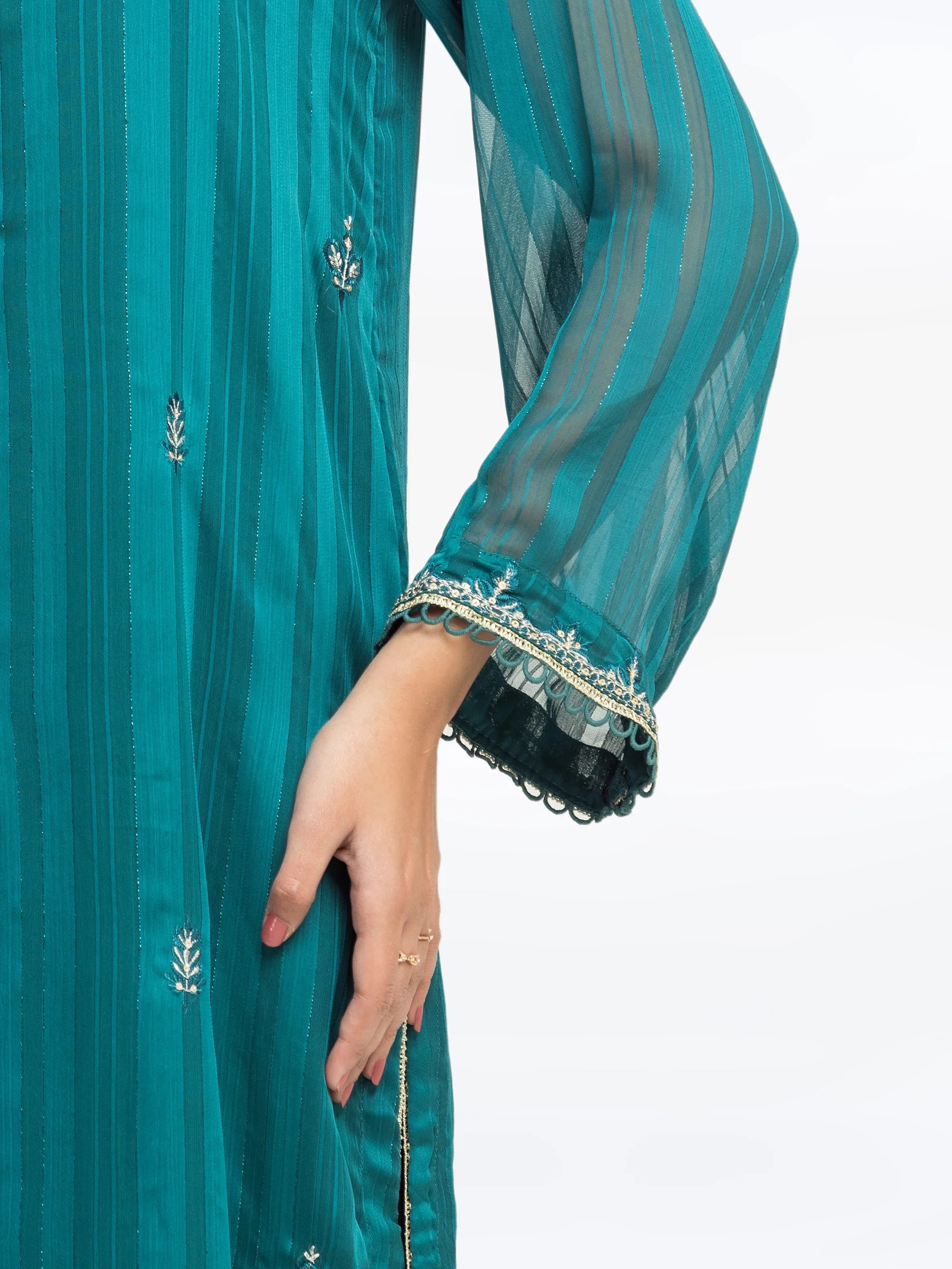 Embroidered Georgette Suit - EWTPLE5-00048-3P - Image 4