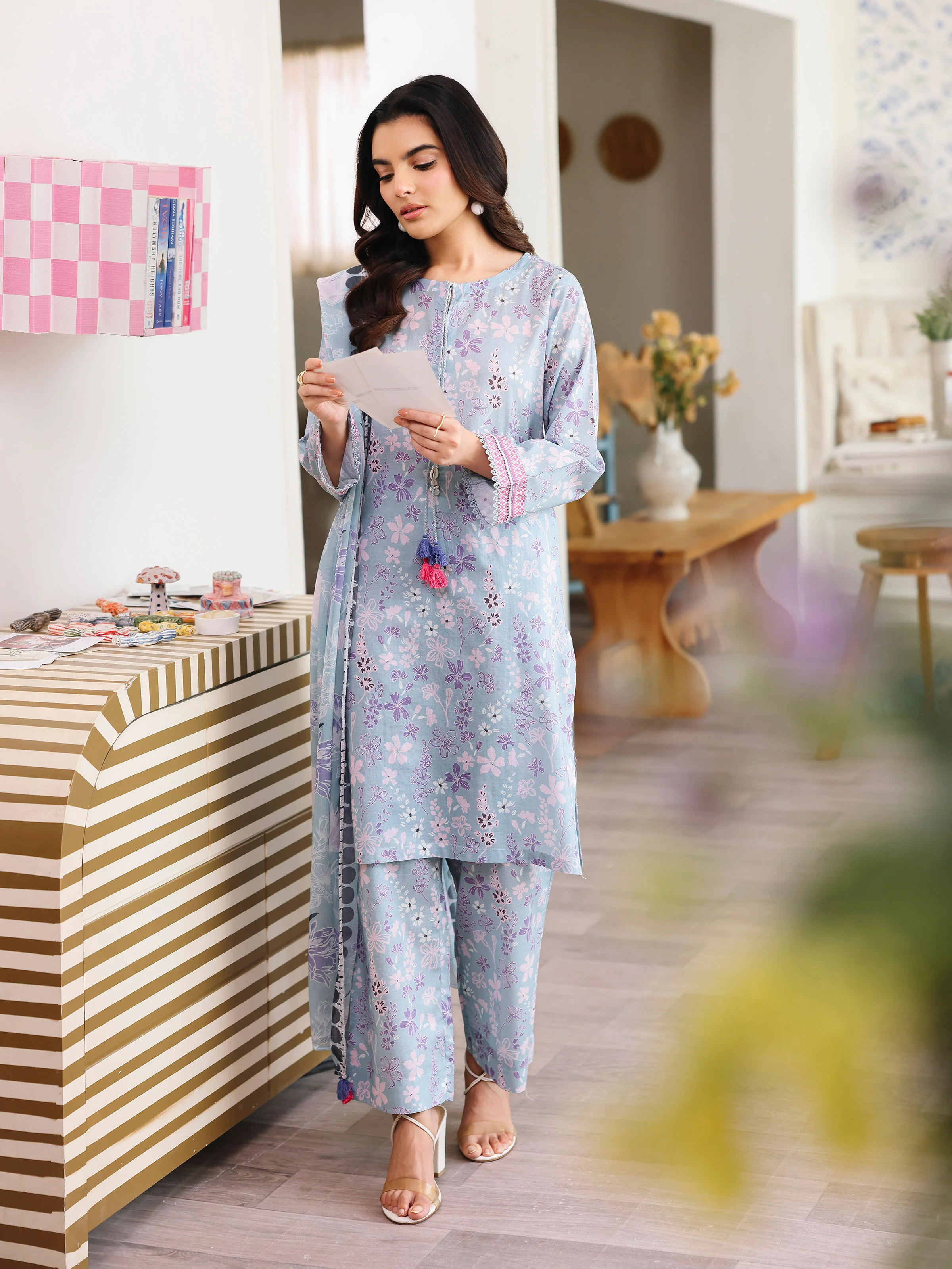 Printed Lawn Suit - EWTKP5-81997-3P - Image 4