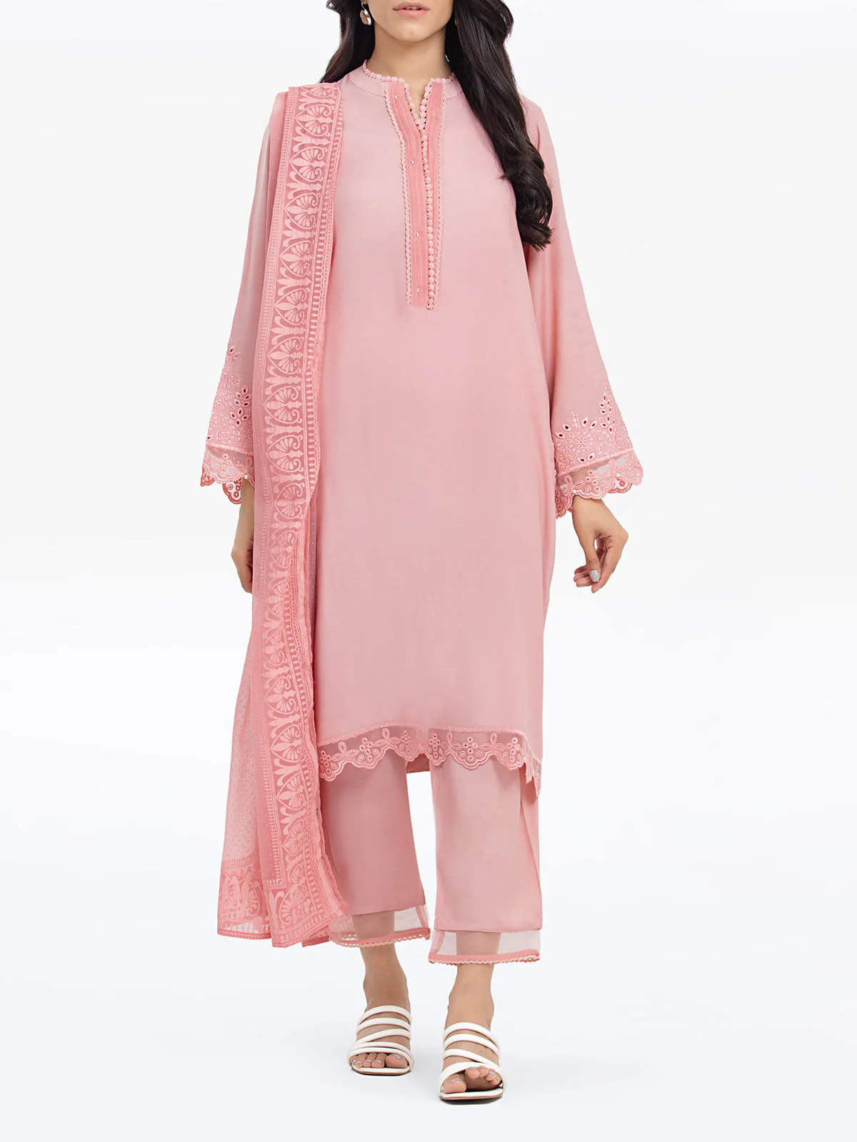 Embroidered Raw Silk Suit - EWTPLE24-00020-3P