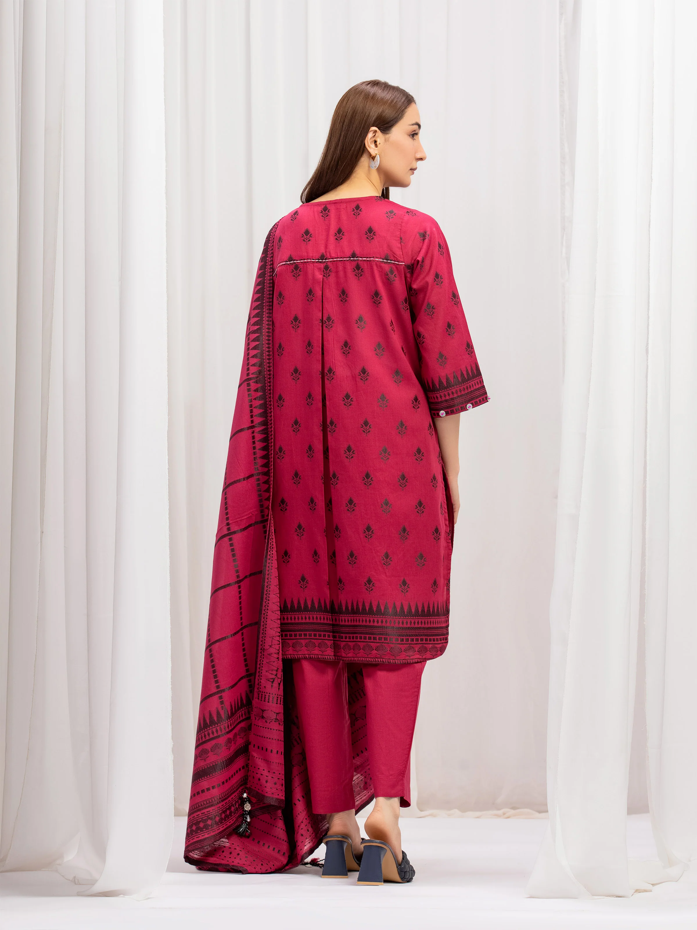 Solid Jacquard Suit - EWTKS5-82413-3P - Image 5