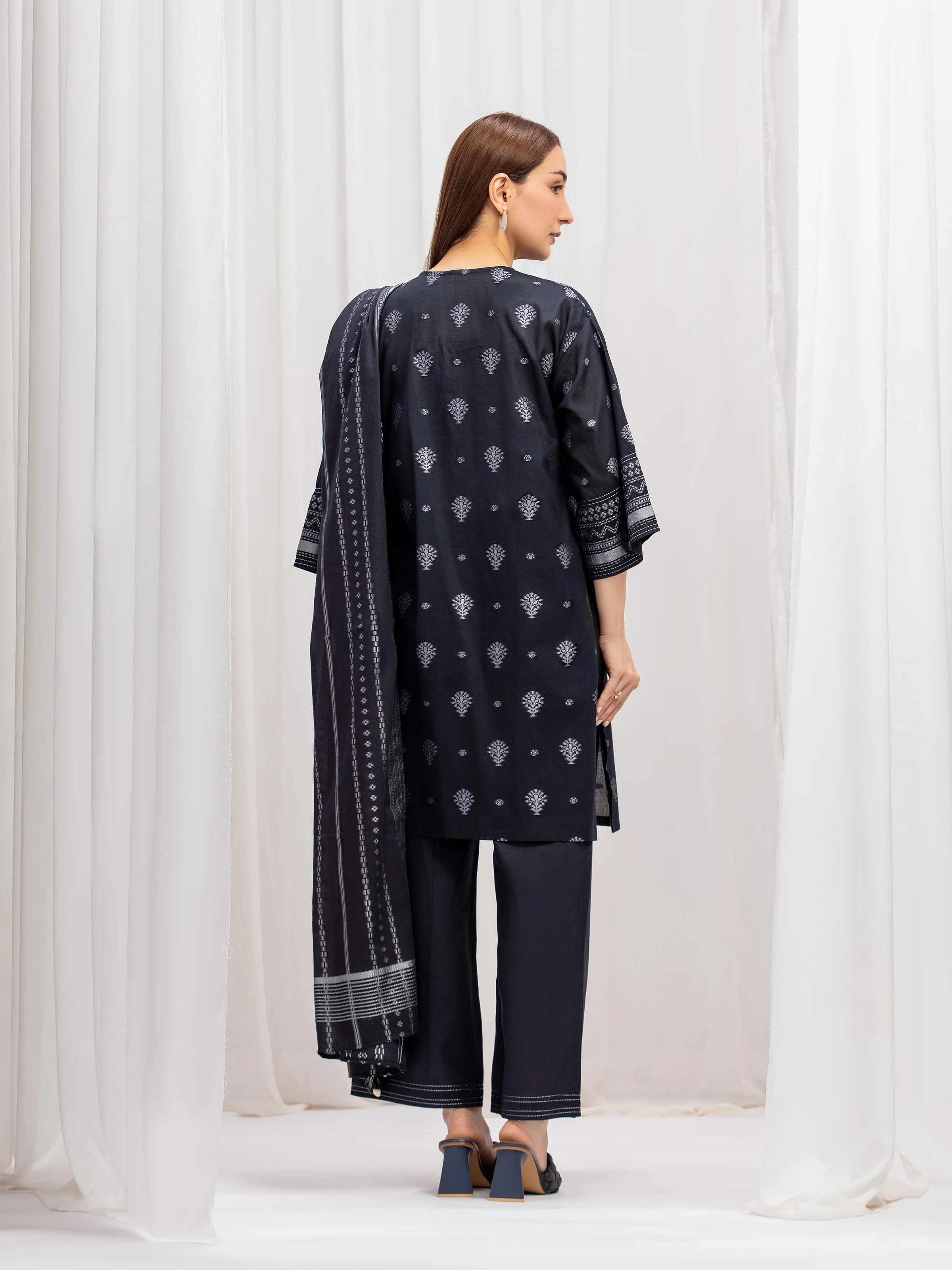 Solid Jacquard Suit - EWTKS5-82415-3P - Image 5