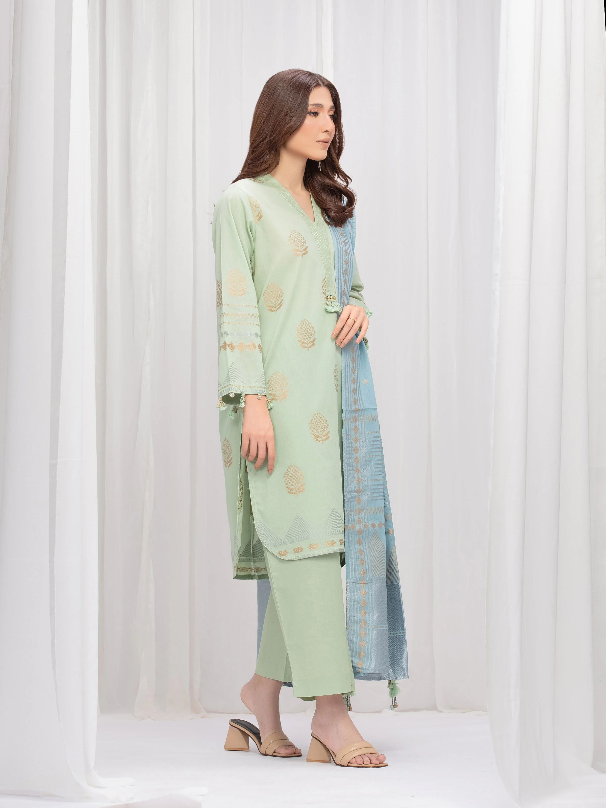 Solid Jacquard Suit - EWTKS5-82416-3P - Image 5