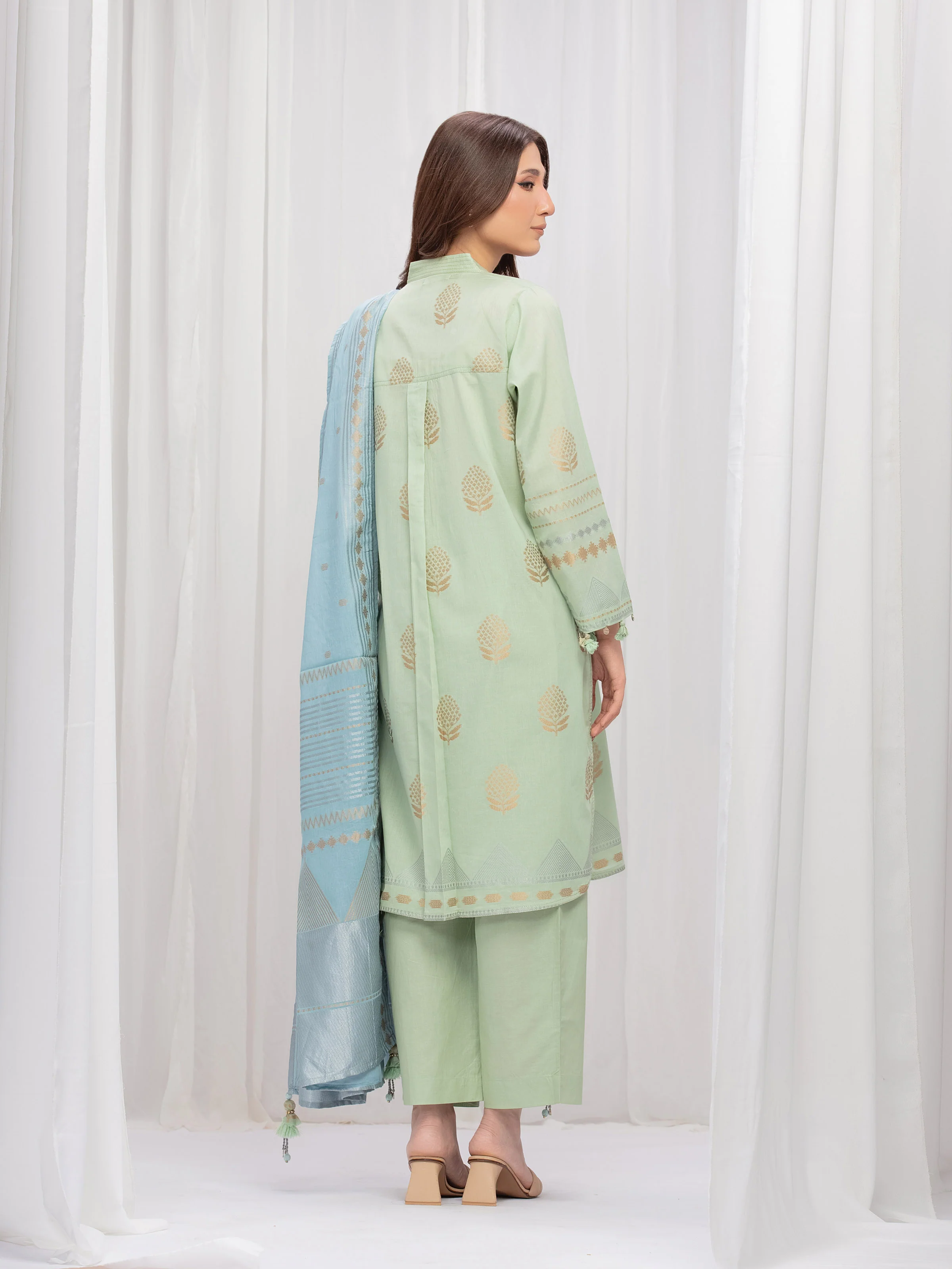 Solid Jacquard Suit - EWTKS5-82416-3P - Image 6