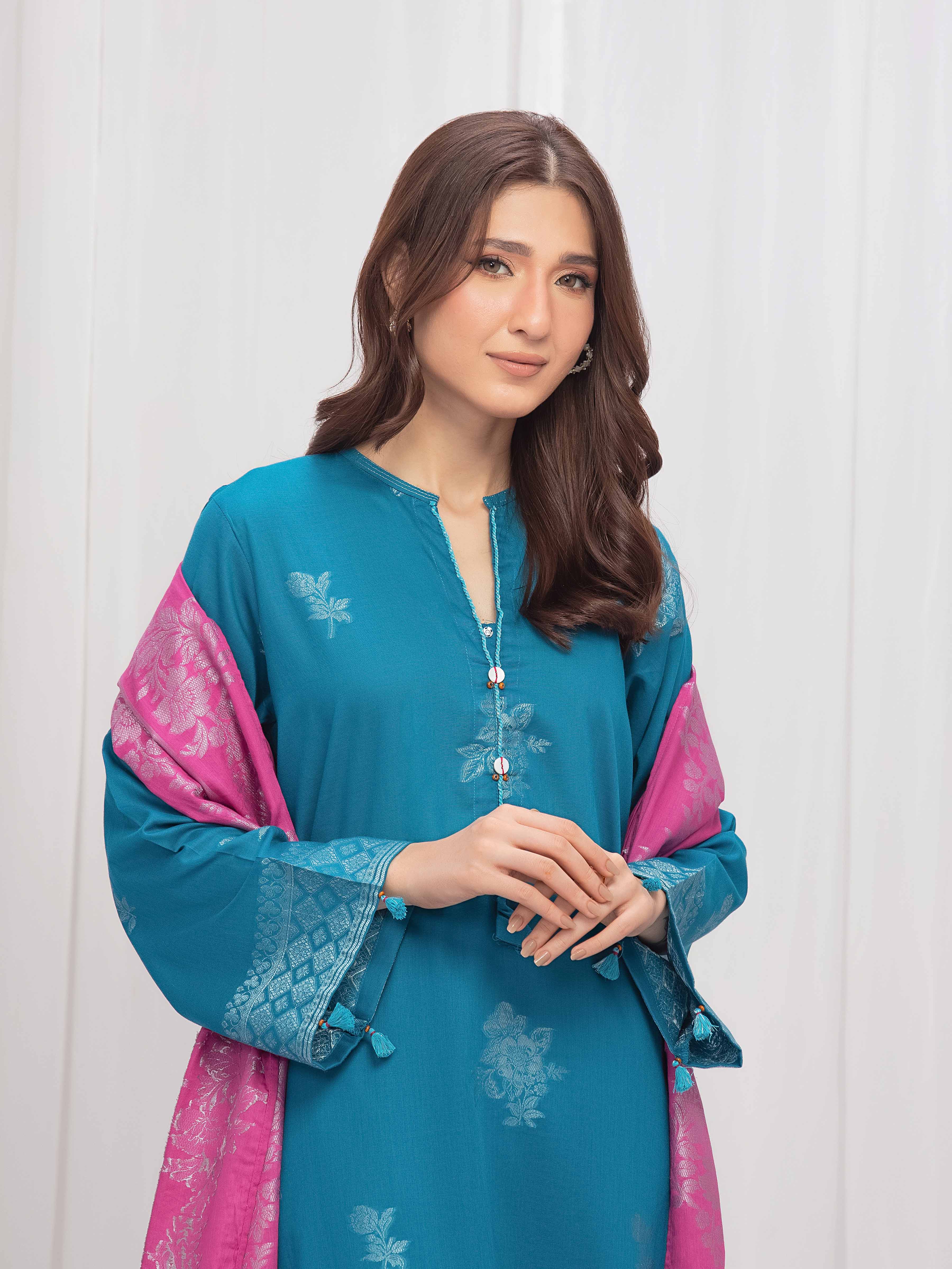 Solid Jacquard Suit - EWTKS5-82419-3P - Image 3