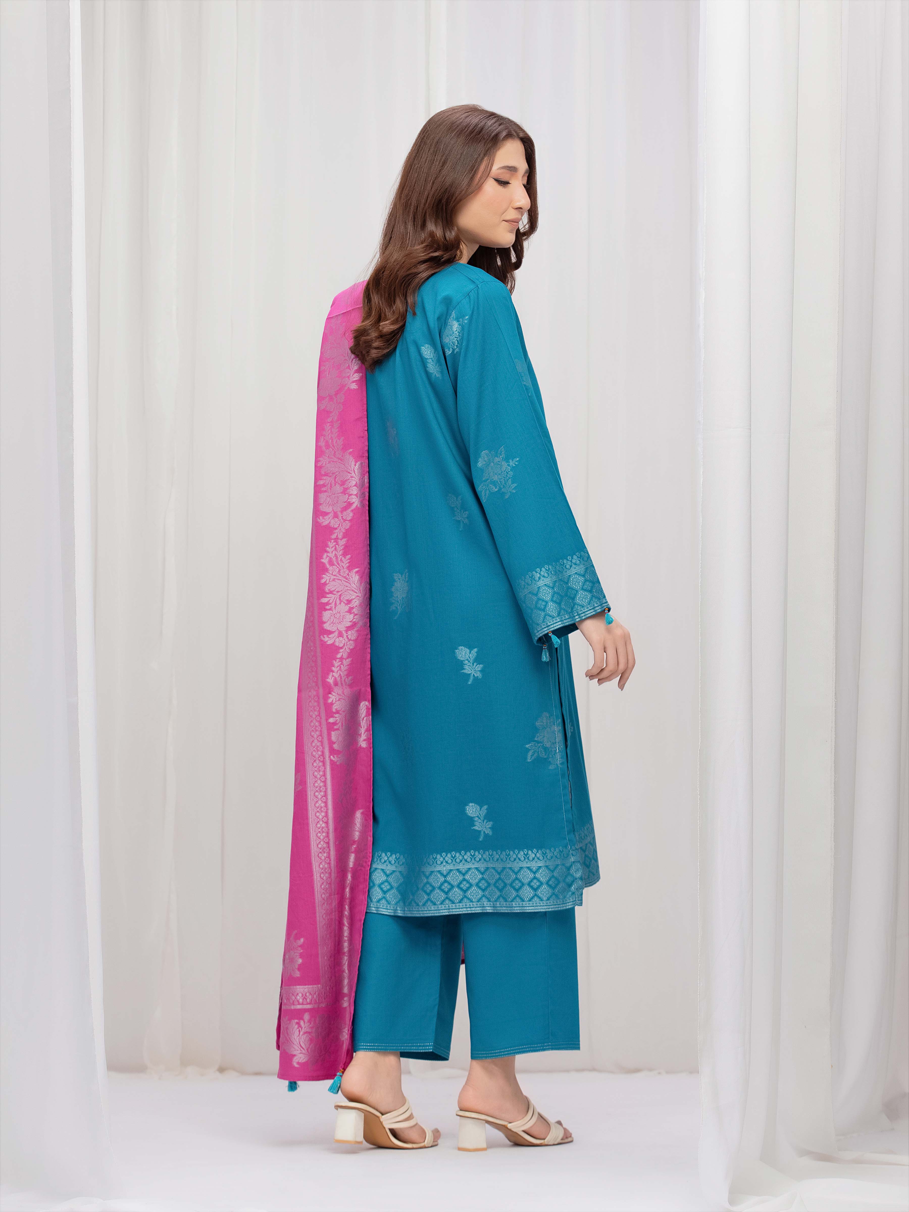 Solid Jacquard Suit - EWTKS5-82419-3P - Image 5