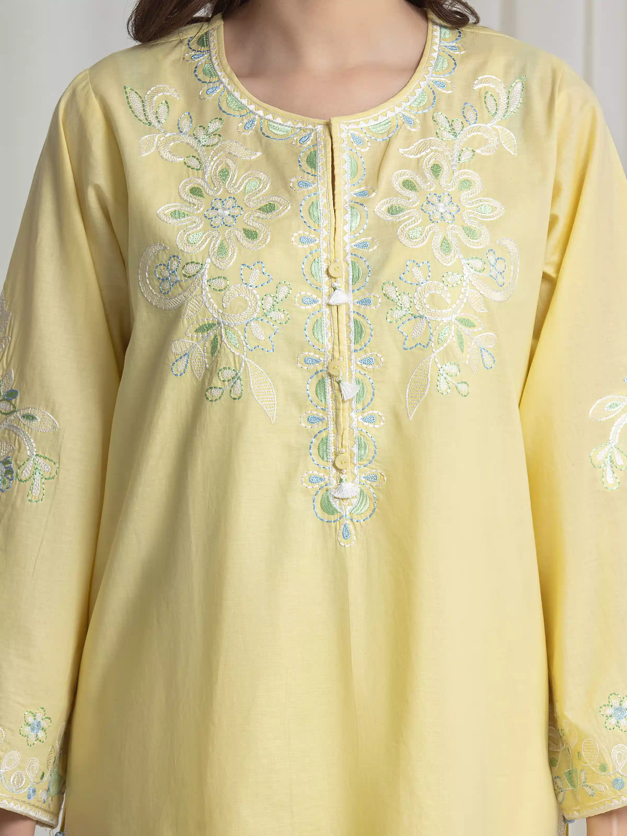 Embroidered Cambric Co-Ord Set - EWTKED6-86122ST - Image 3