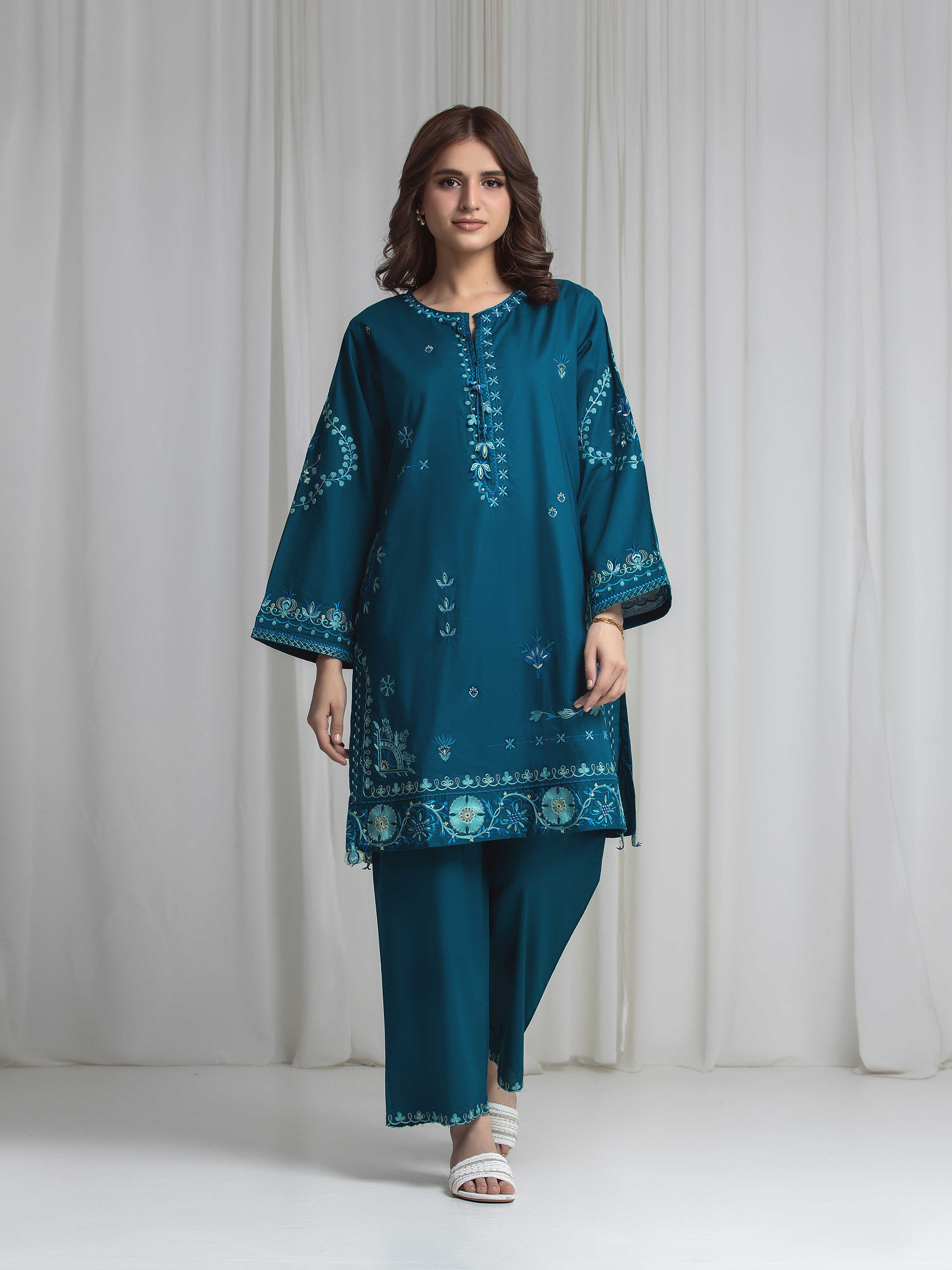 Embroidered Cambric Co-Ord Set - EWTKED6-86128ST