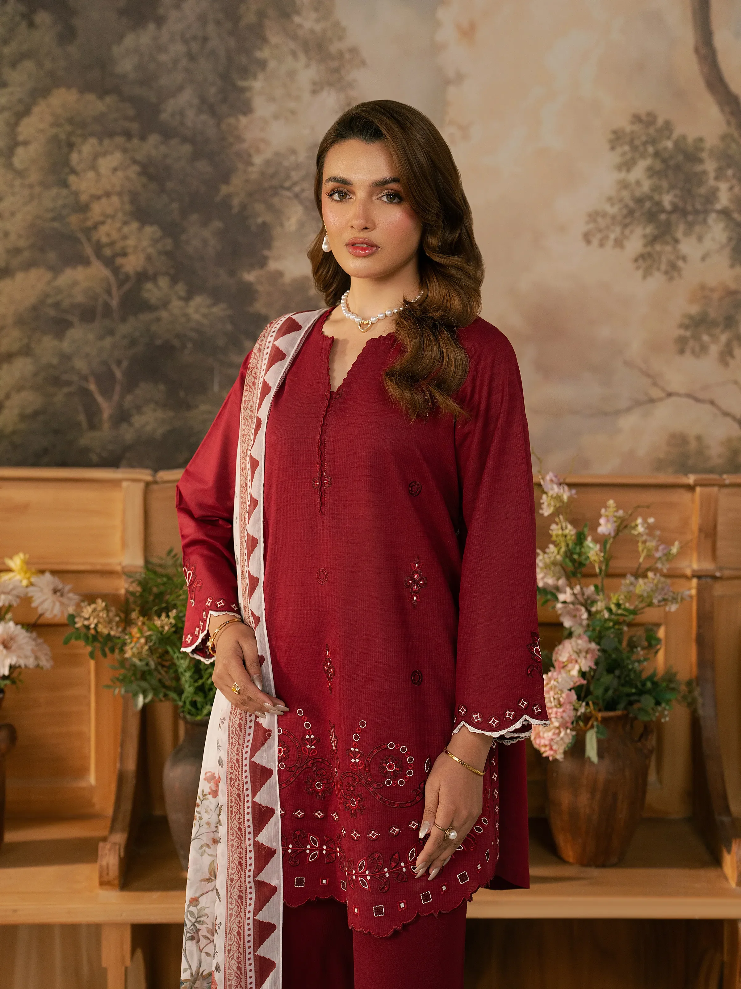 Embroidered Munar Suit - EWTKED5-82400-3P - Image 2