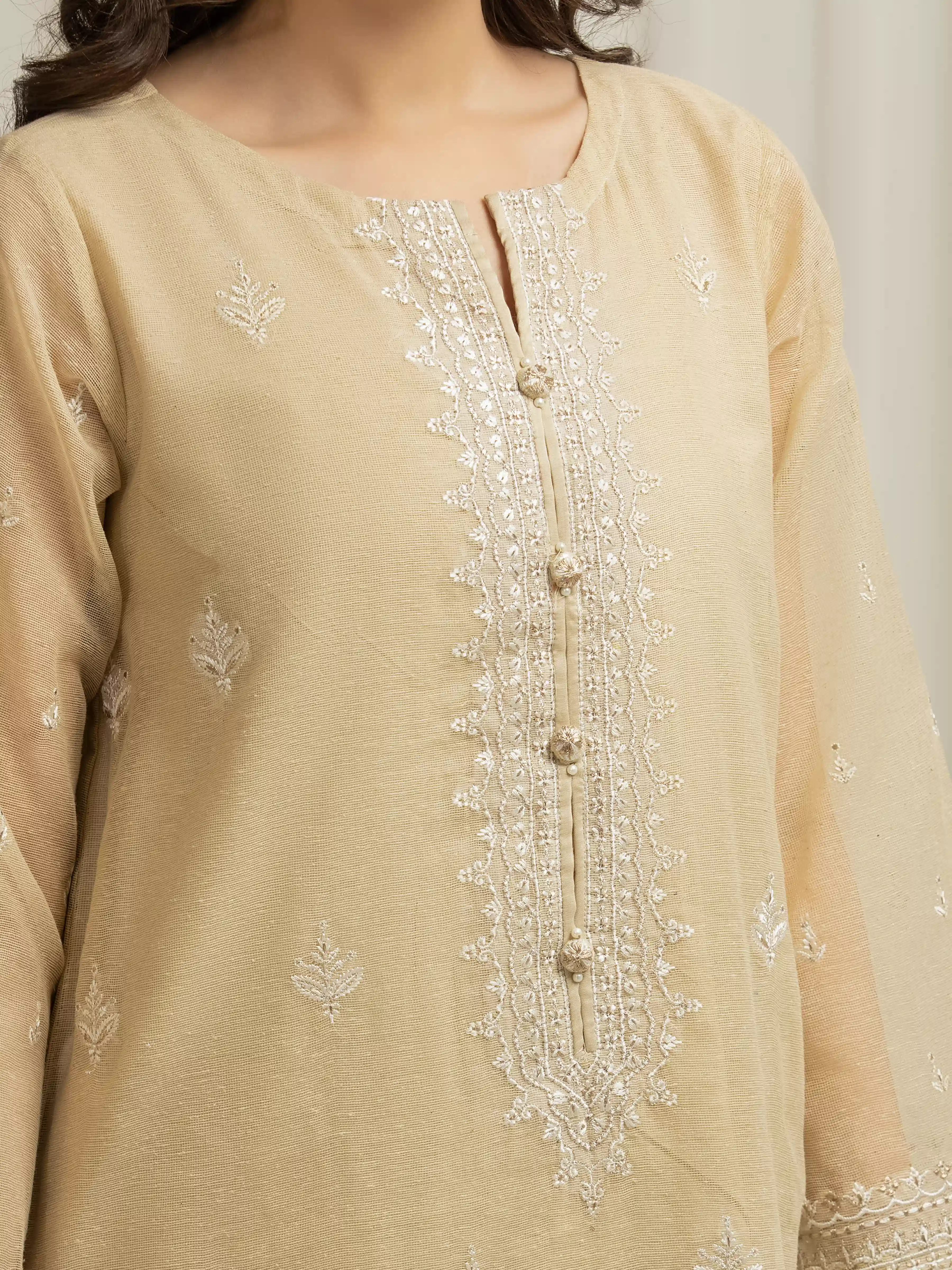 Embroidered Net Suit - EWTPLED5-00051-3P - Image 5