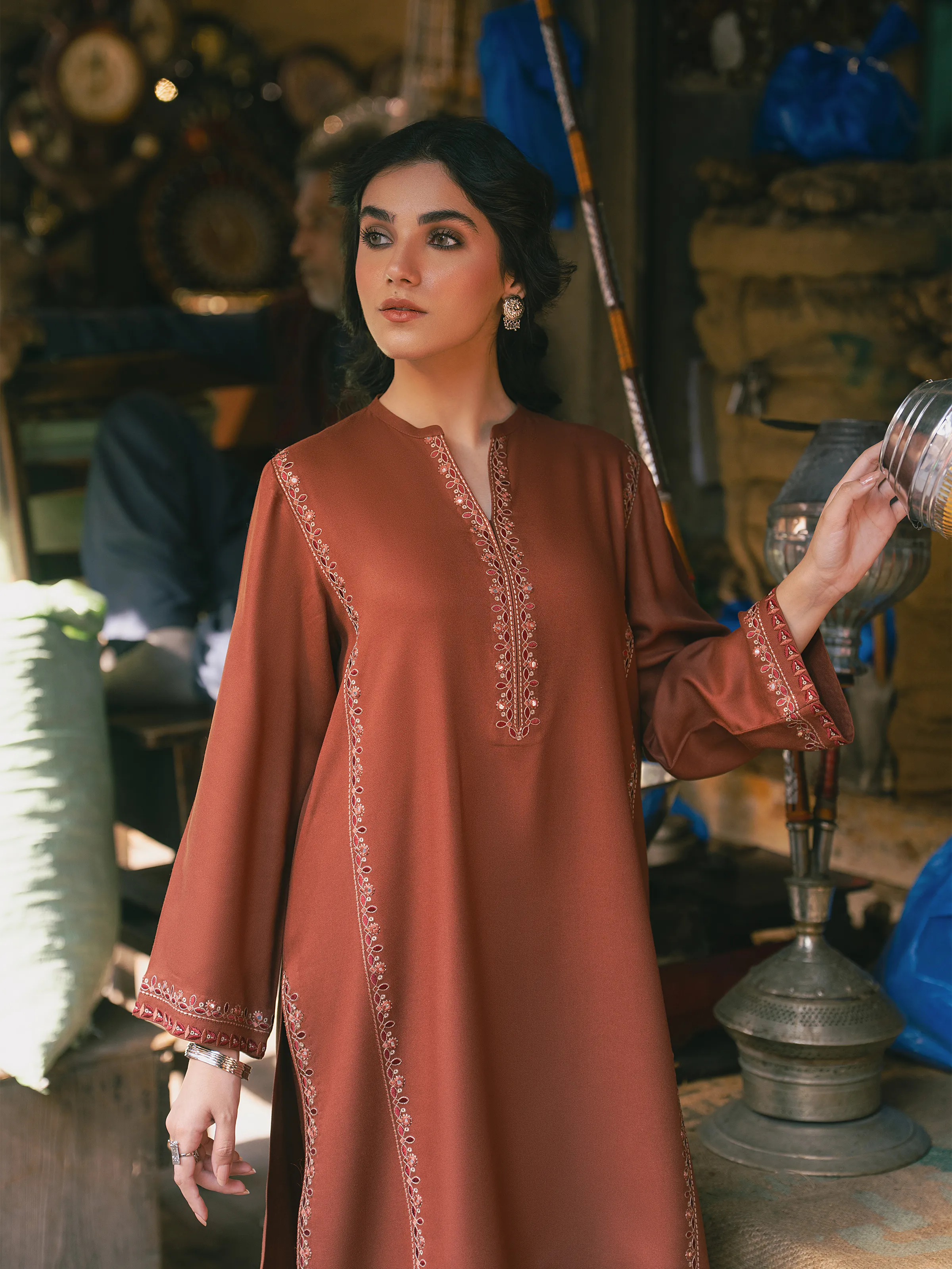 Embroidered Viscose Co-Ord Set - EWTKED5-84052ST - Image 5