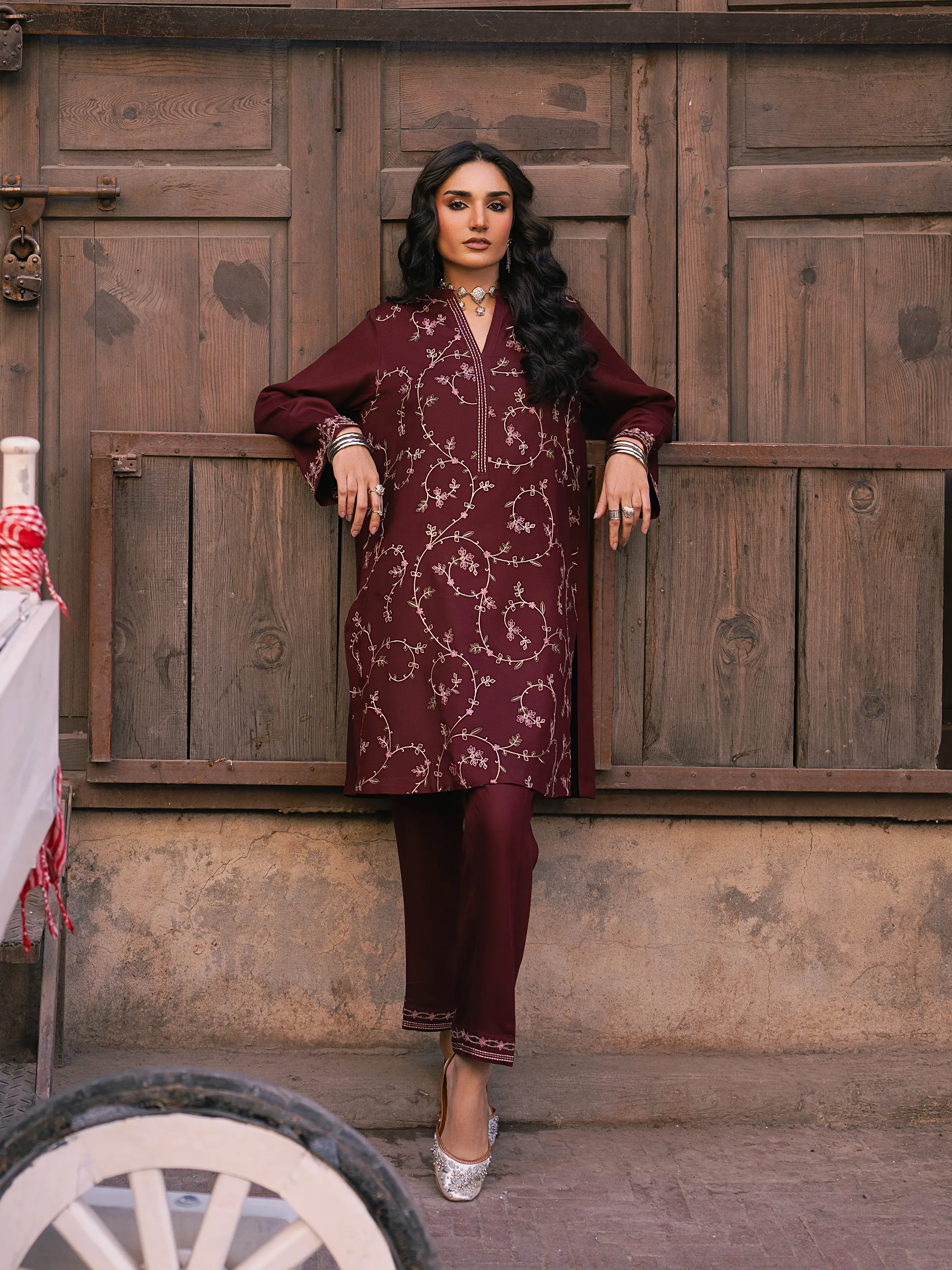 Embroidered Viscose Co-Ord Set - EWTKED5-84056ST