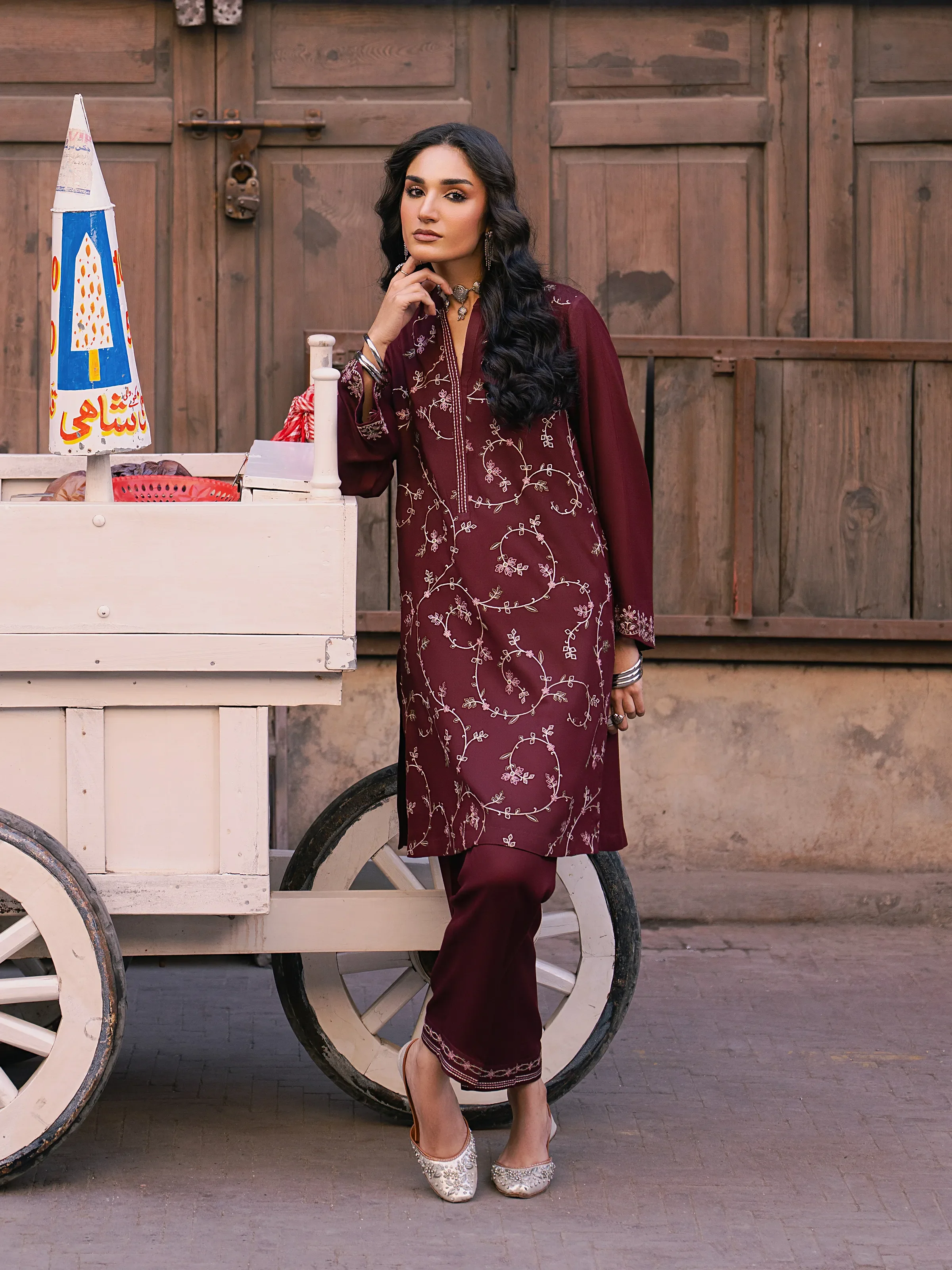 Embroidered Viscose Co-Ord Set - EWTKED5-84056ST - Image 5