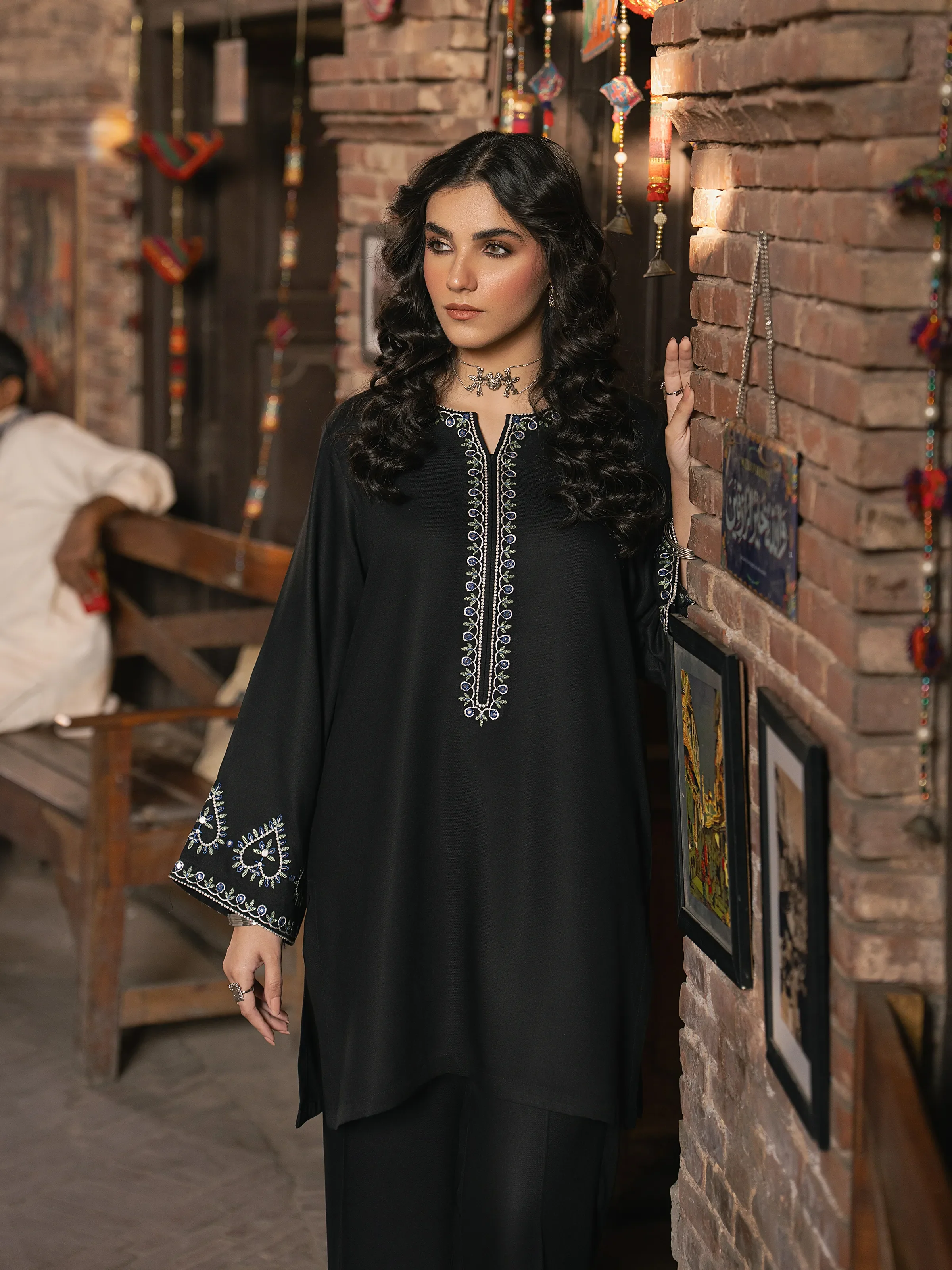 Embroidered Viscose Co-Ord Set - EWTKED5-84058ST - Image 5