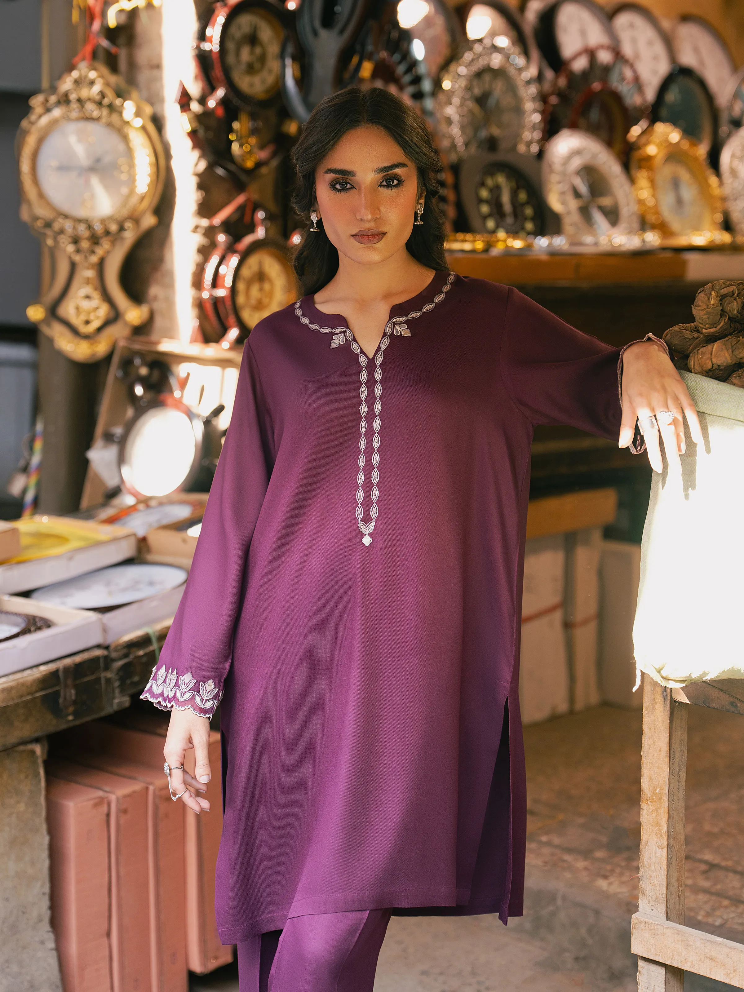 Embroidered Viscose Co-Ord Set - EWTKED5-84059ST - Image 2
