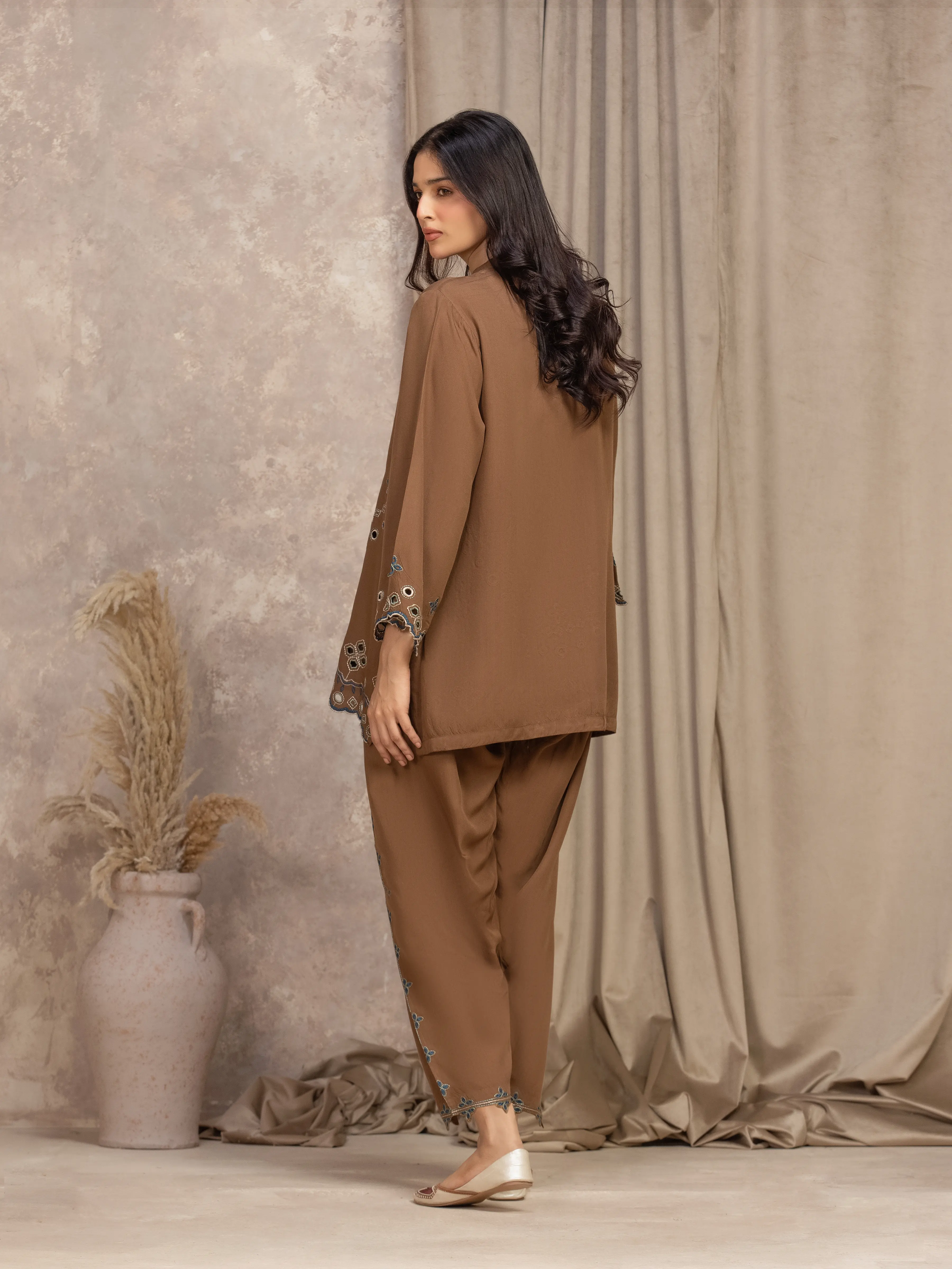 Embroidered Viscose Co-Ord Set - EWTKED5-84061ST - Image 5