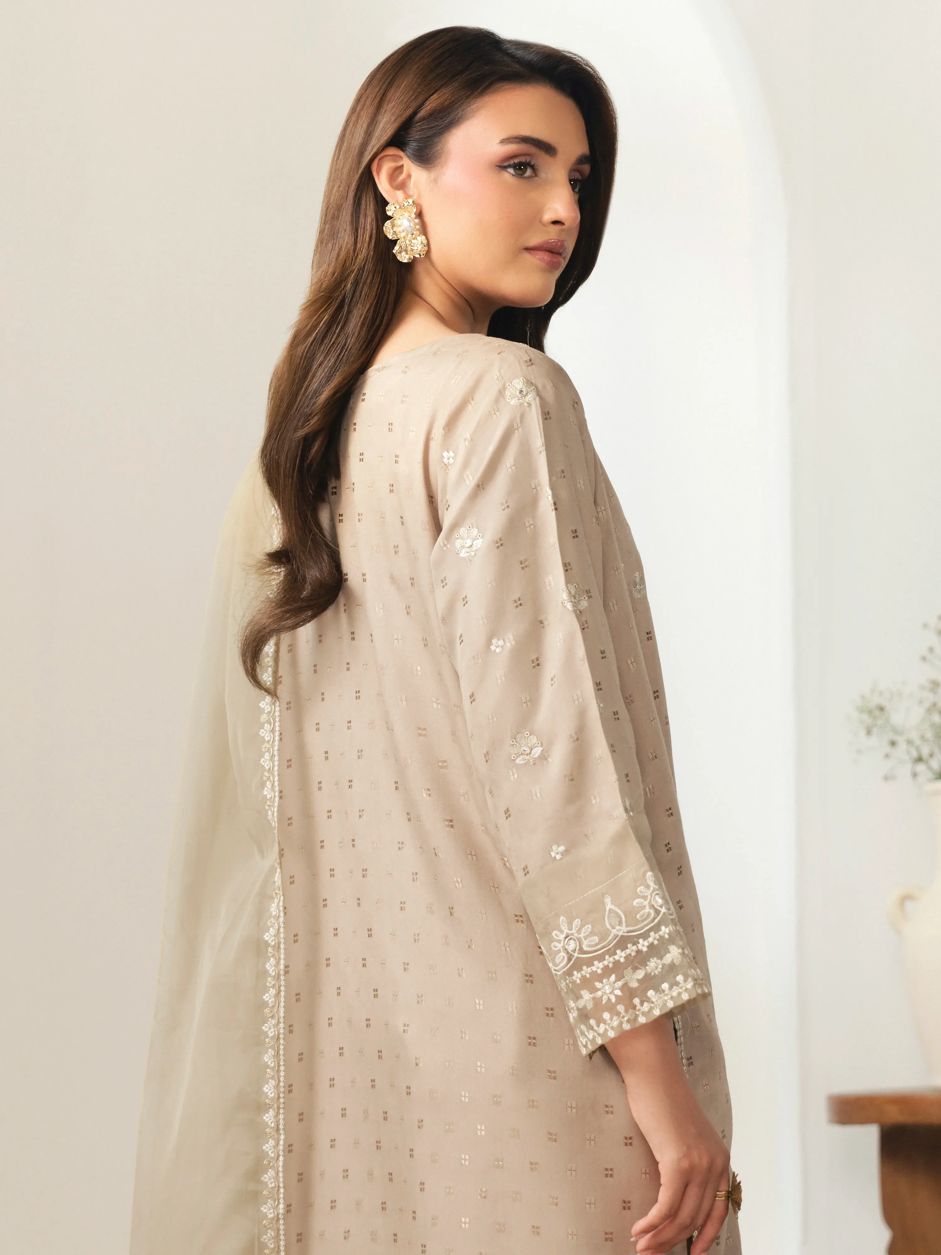 Embroidered Viscose Suit - EWTKED6-84120-3P - Image 6