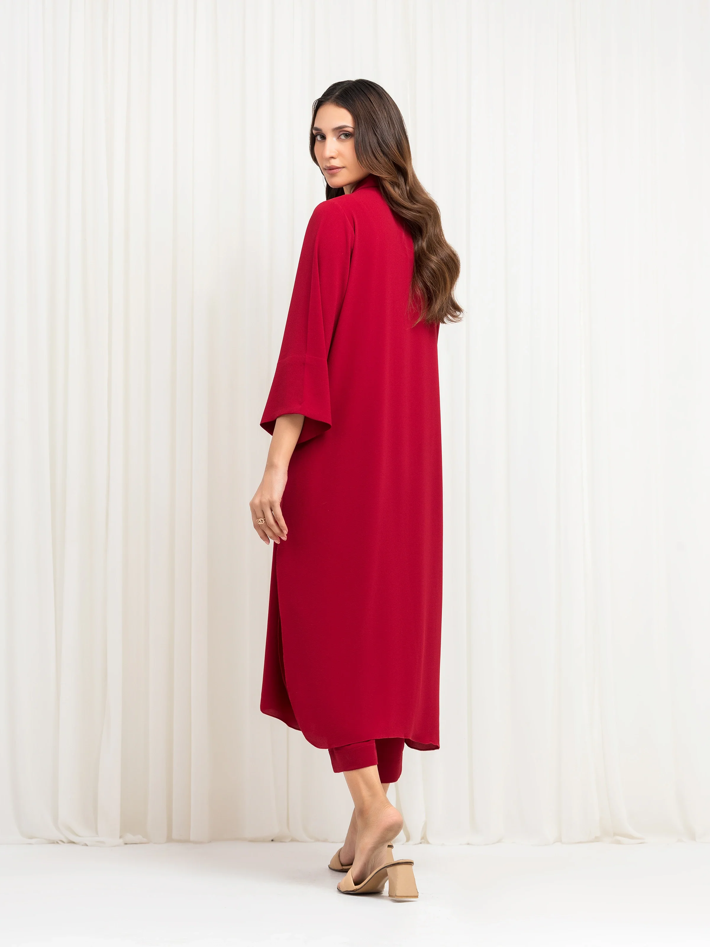 Solid Crepe Chiffon Co-Ord Set - EWTKS6-86101ST - Image 6