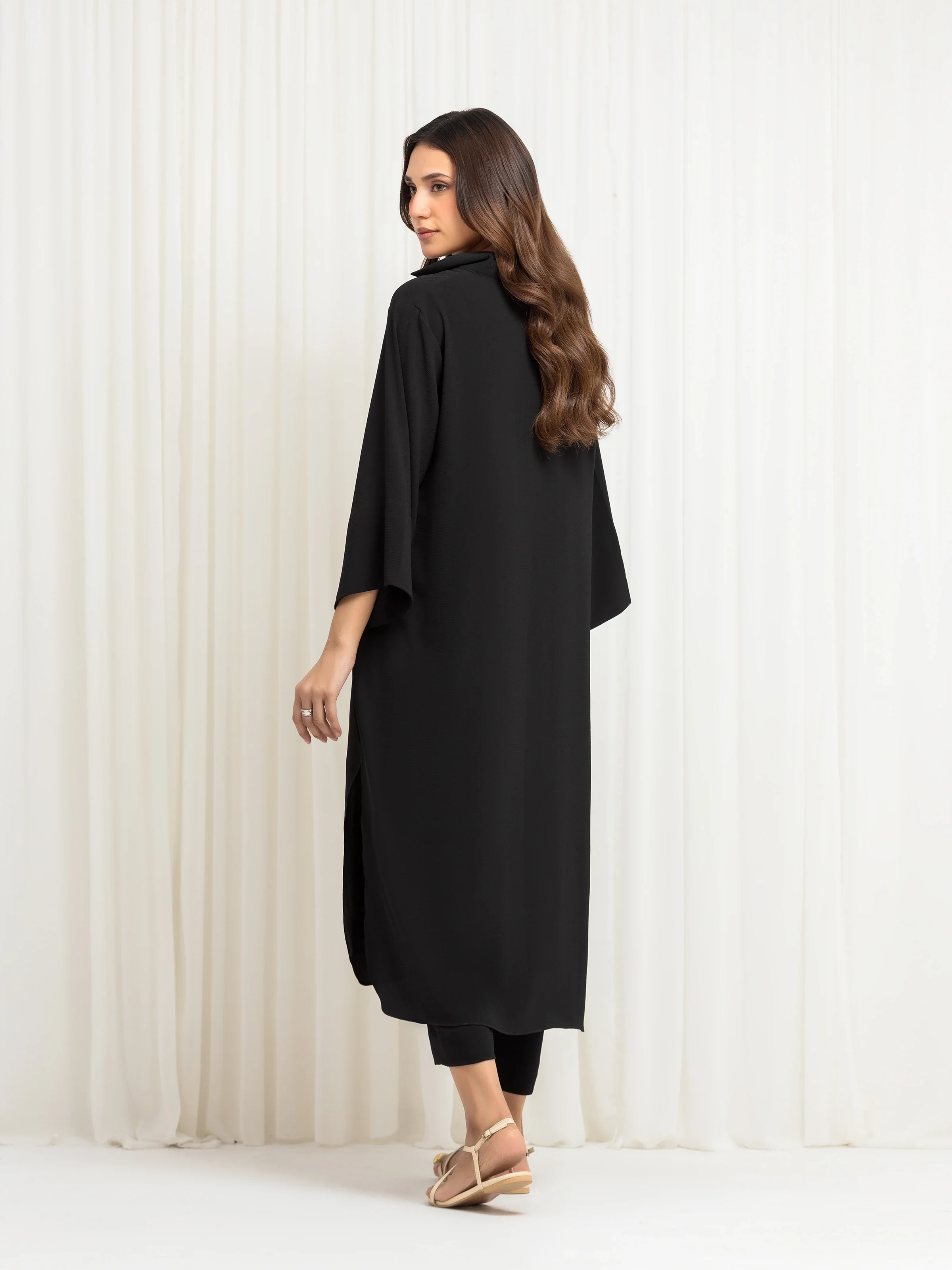 Solid Crepe Chiffon Co-Ord Set - EWTKS6-86102ST - Image 5