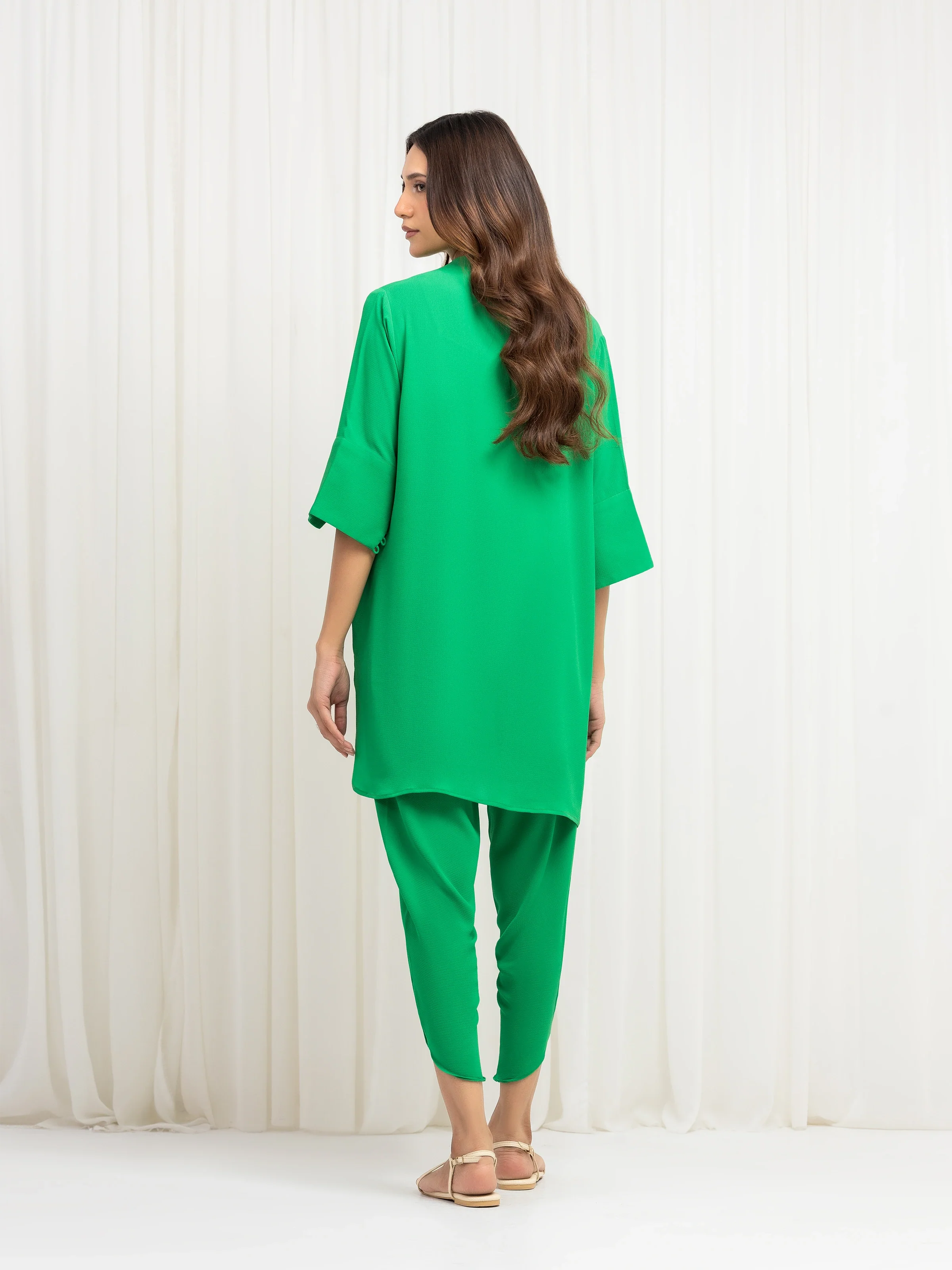 Solid Crepe Chiffon Co-Ord Set - EWTKS6-86106ST - Image 5