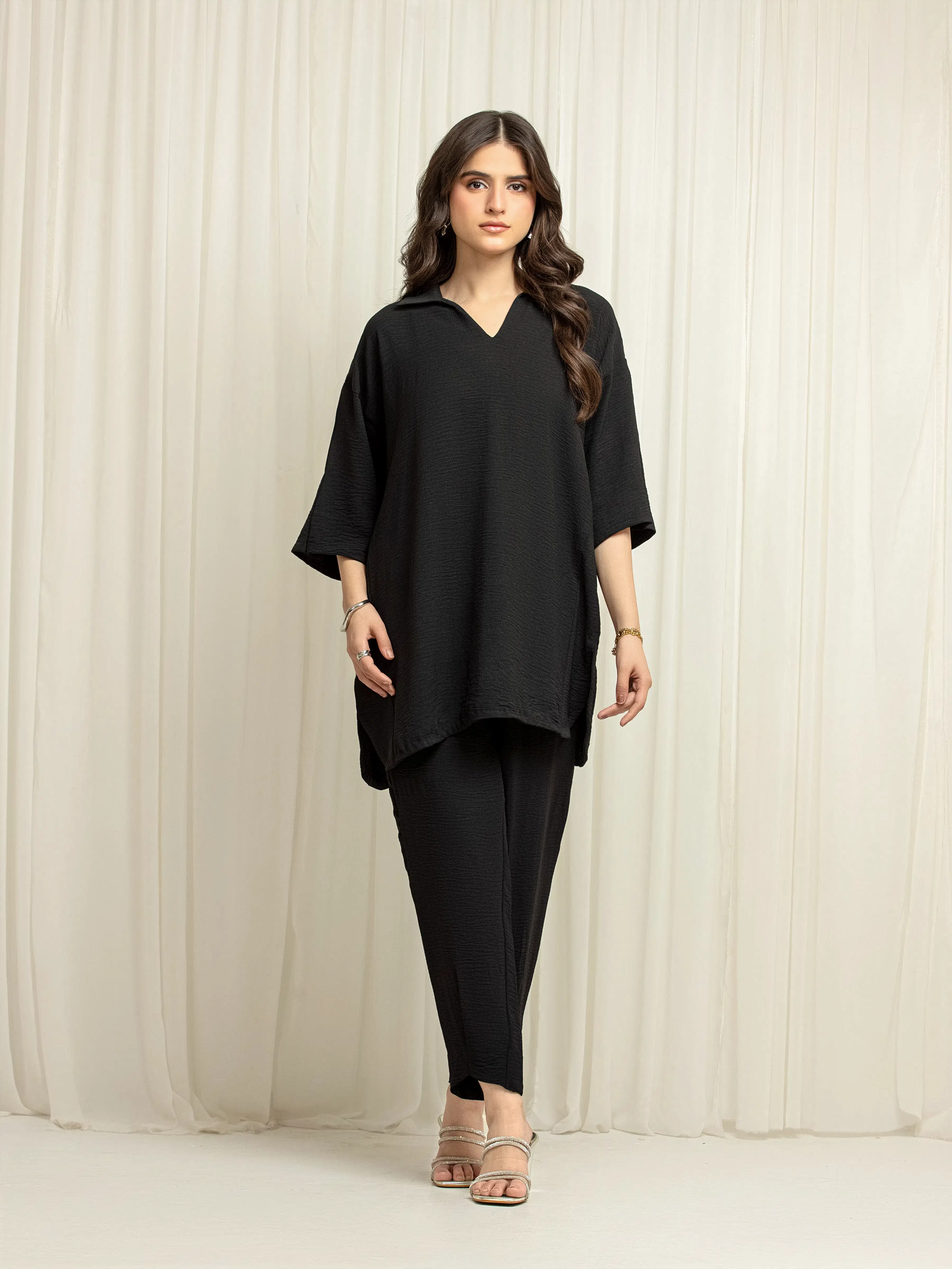 Solid Crepe Co-Ord Set - EWTKS6-86113ST - Image 2