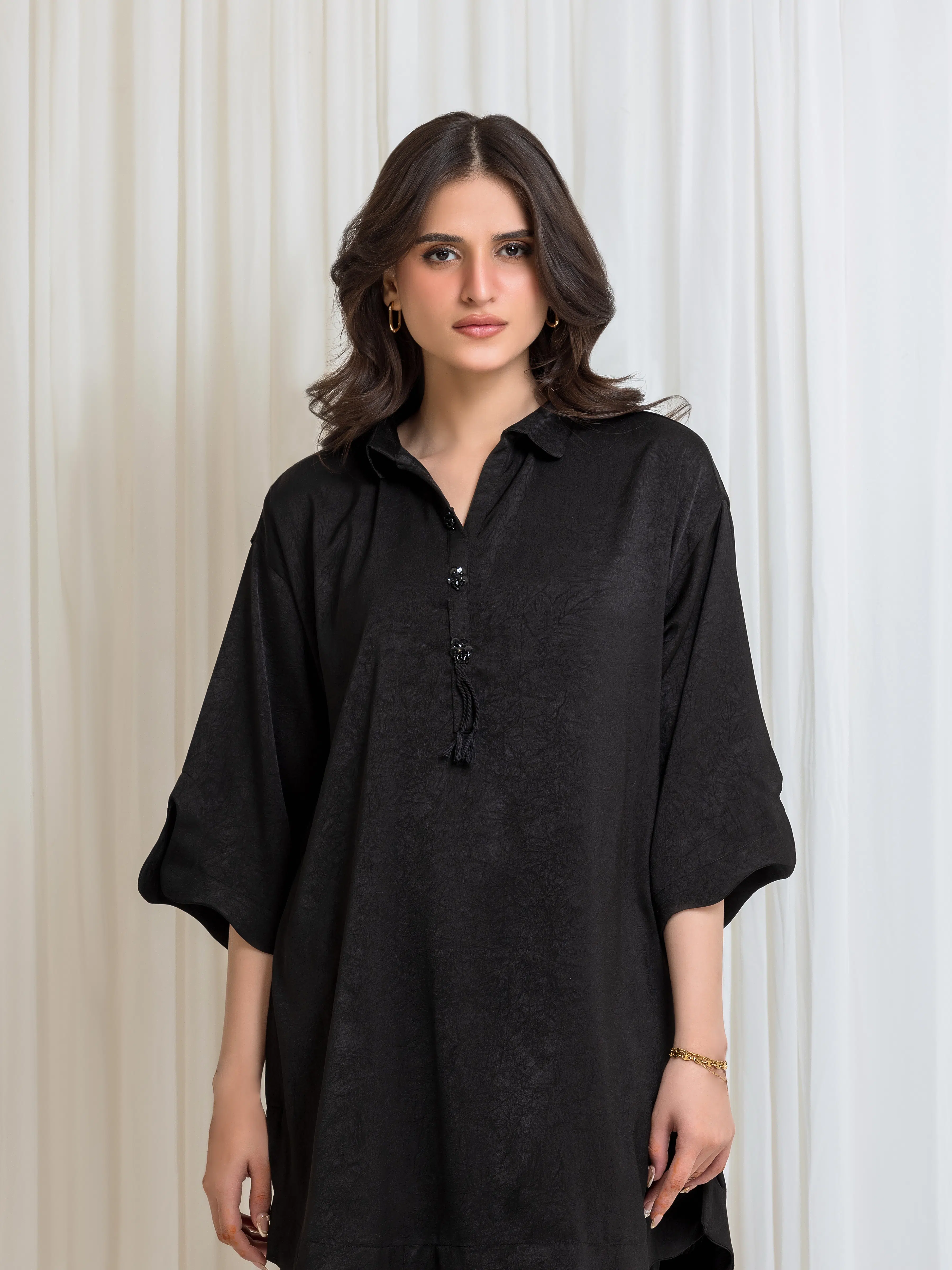 Solid Silk Co-Ord Set - EWTKS6-86169ST - Image 2