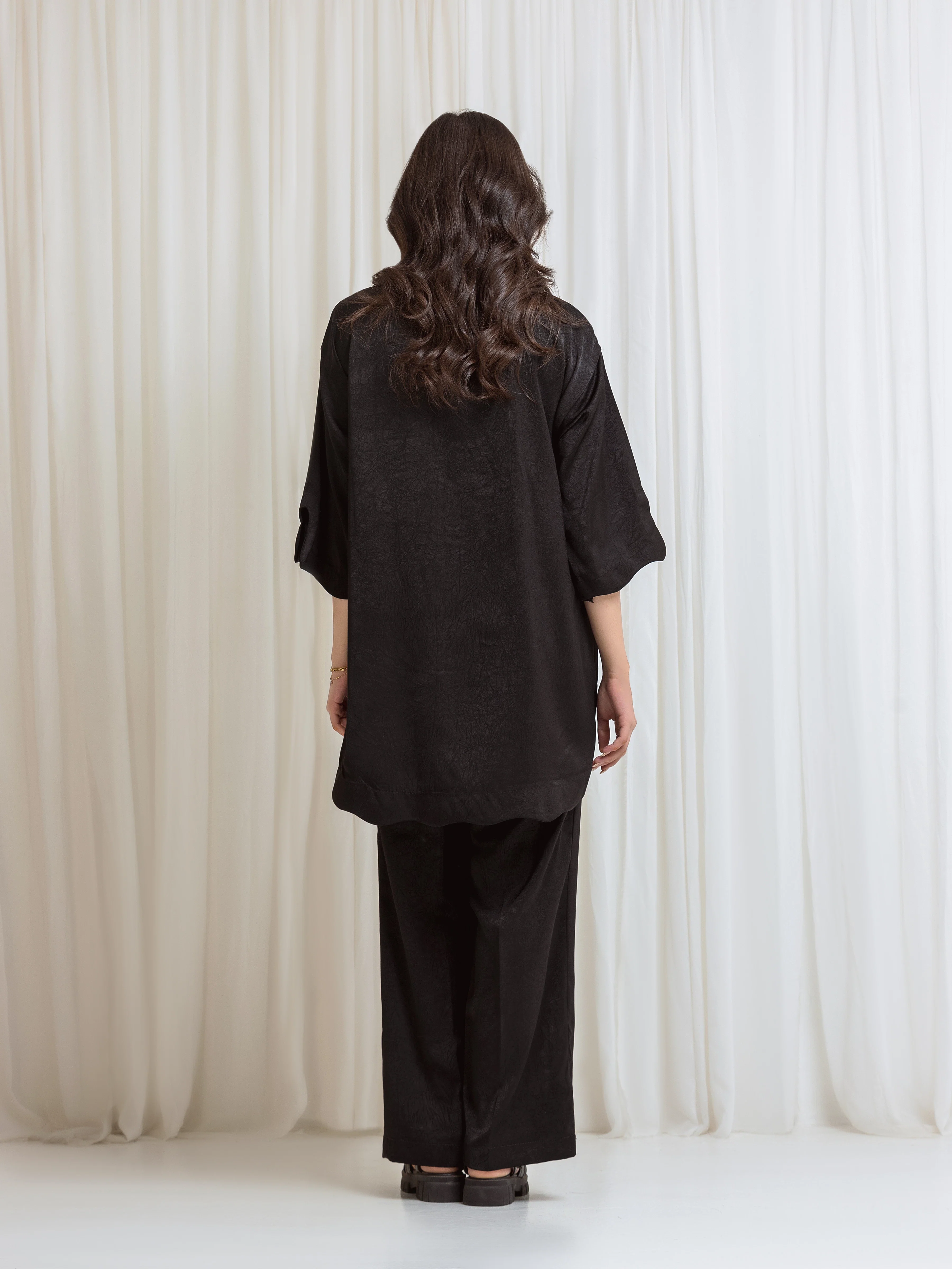 Solid Silk Co-Ord Set - EWTKS6-86169ST - Image 5