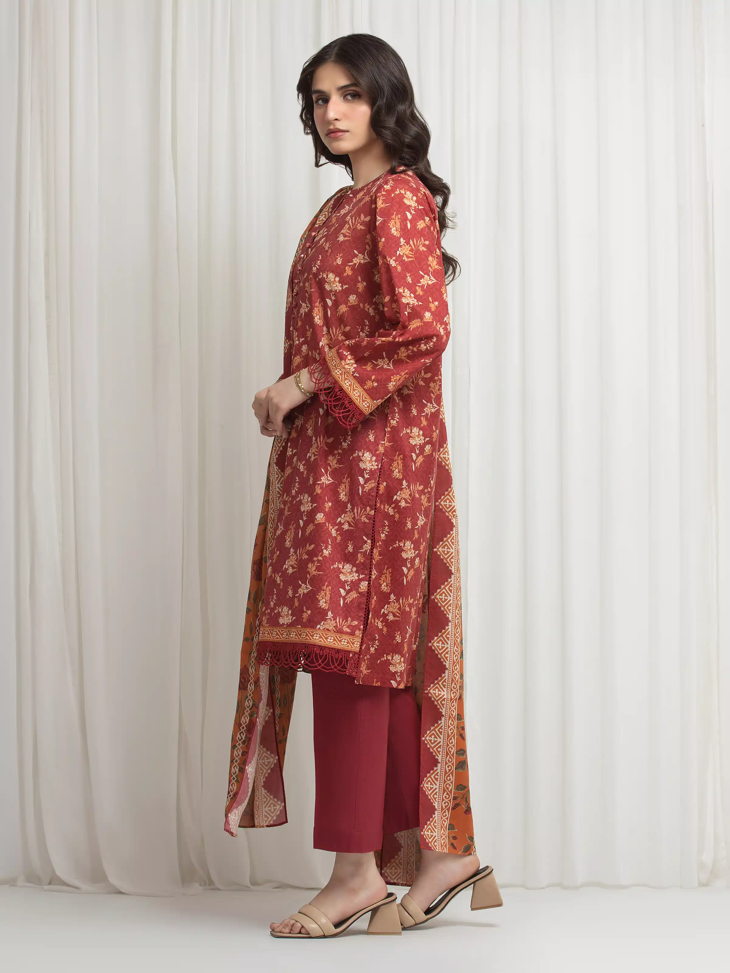 Printed Lawn Suit - EWU6A1-36628-3P - Image 5