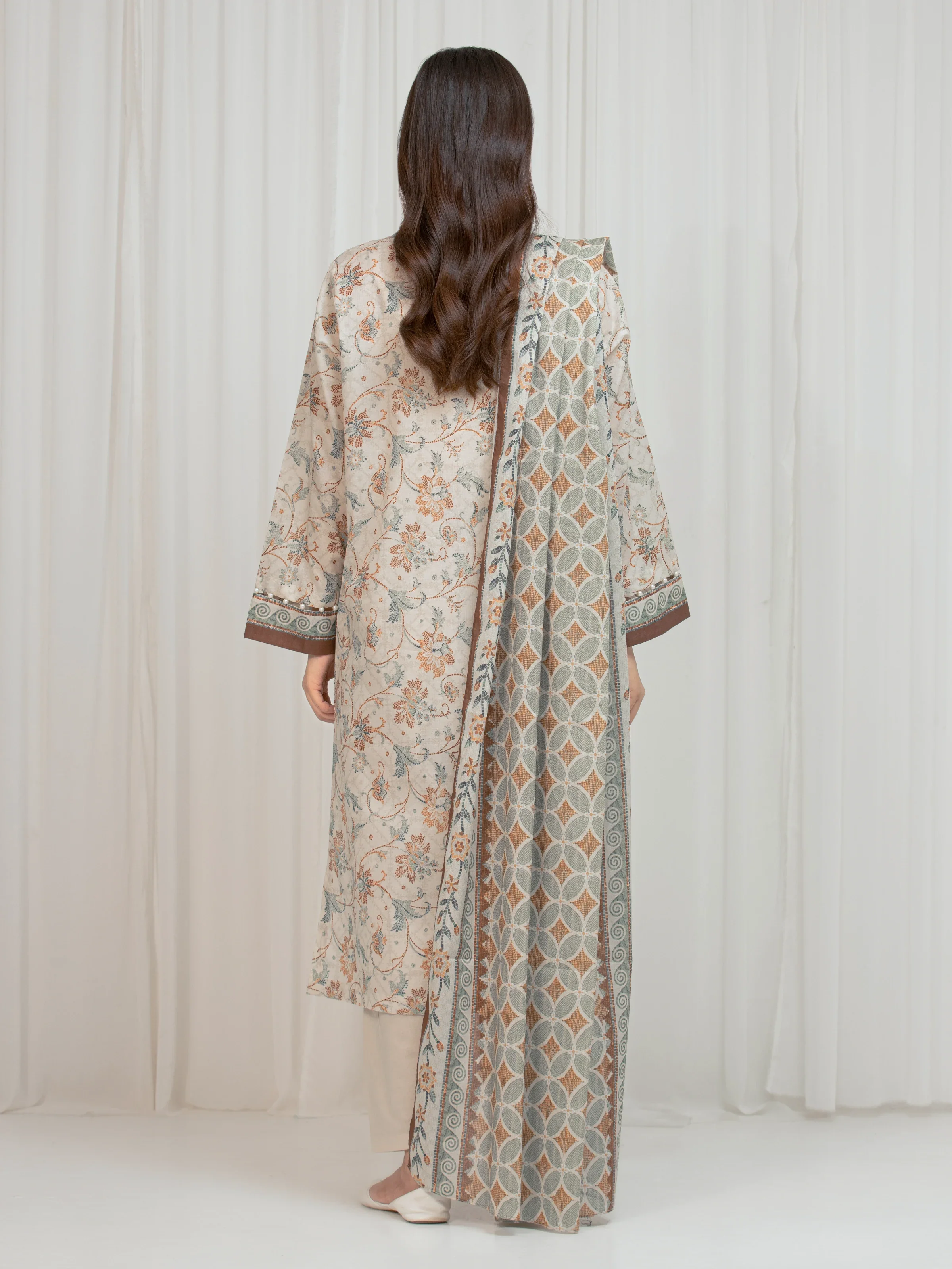 Printed Lawn Suit - EWU6A1-36677-3P - Image 6
