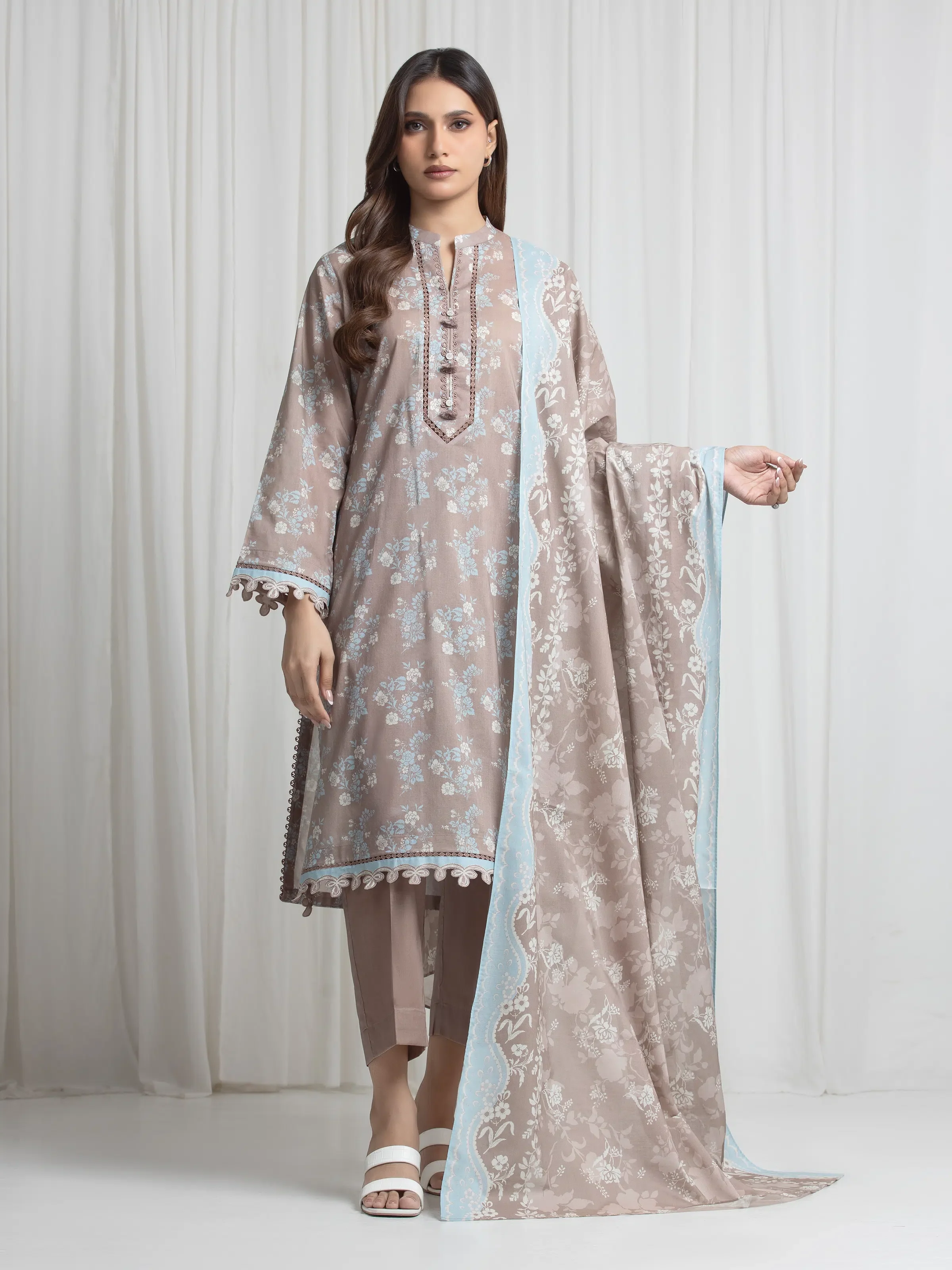 Printed Lawn Suit - EWU6A1-36719-3P