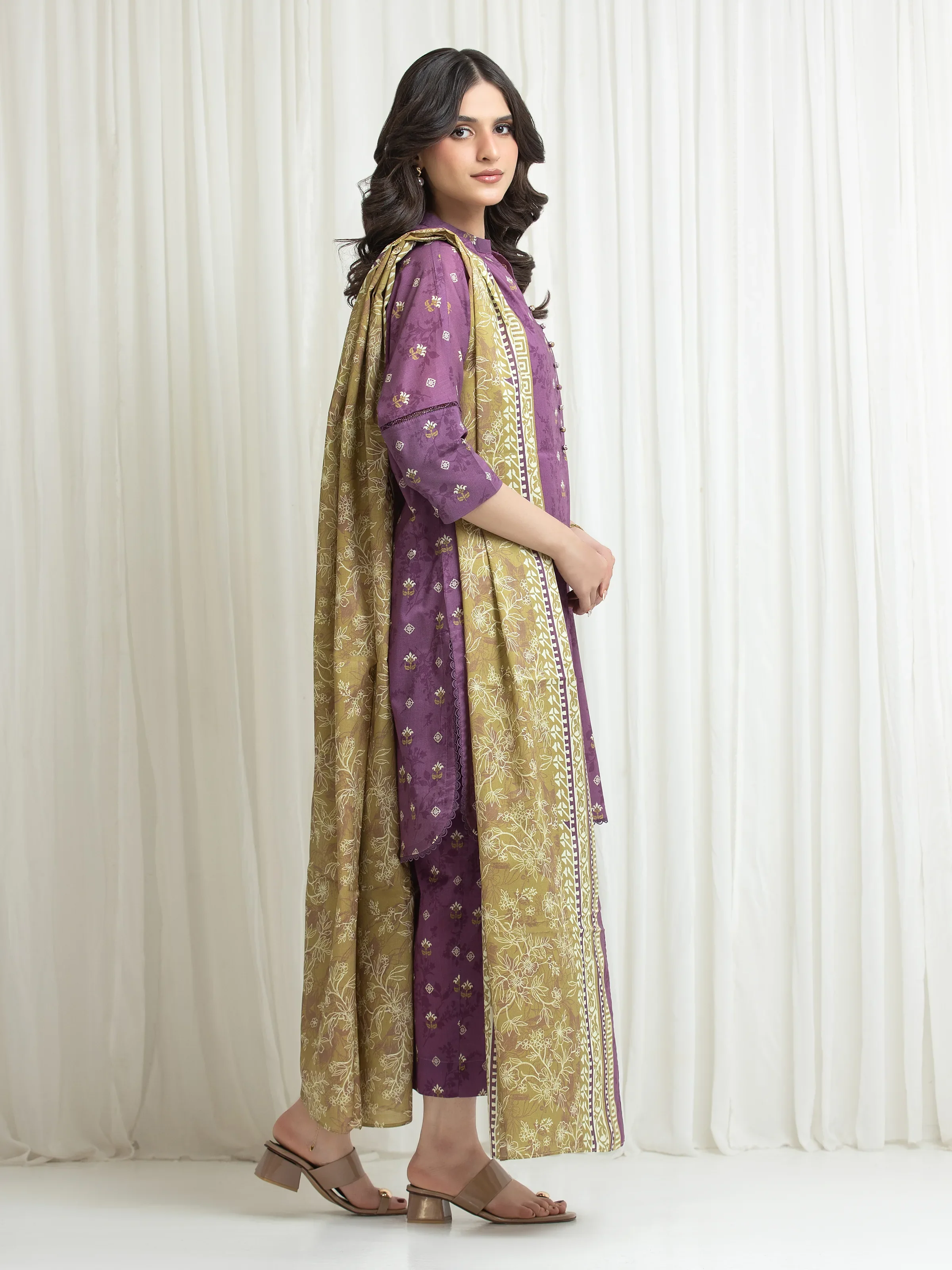 Printed Lawn Suit - EWU6A1-36769-3P - Image 5
