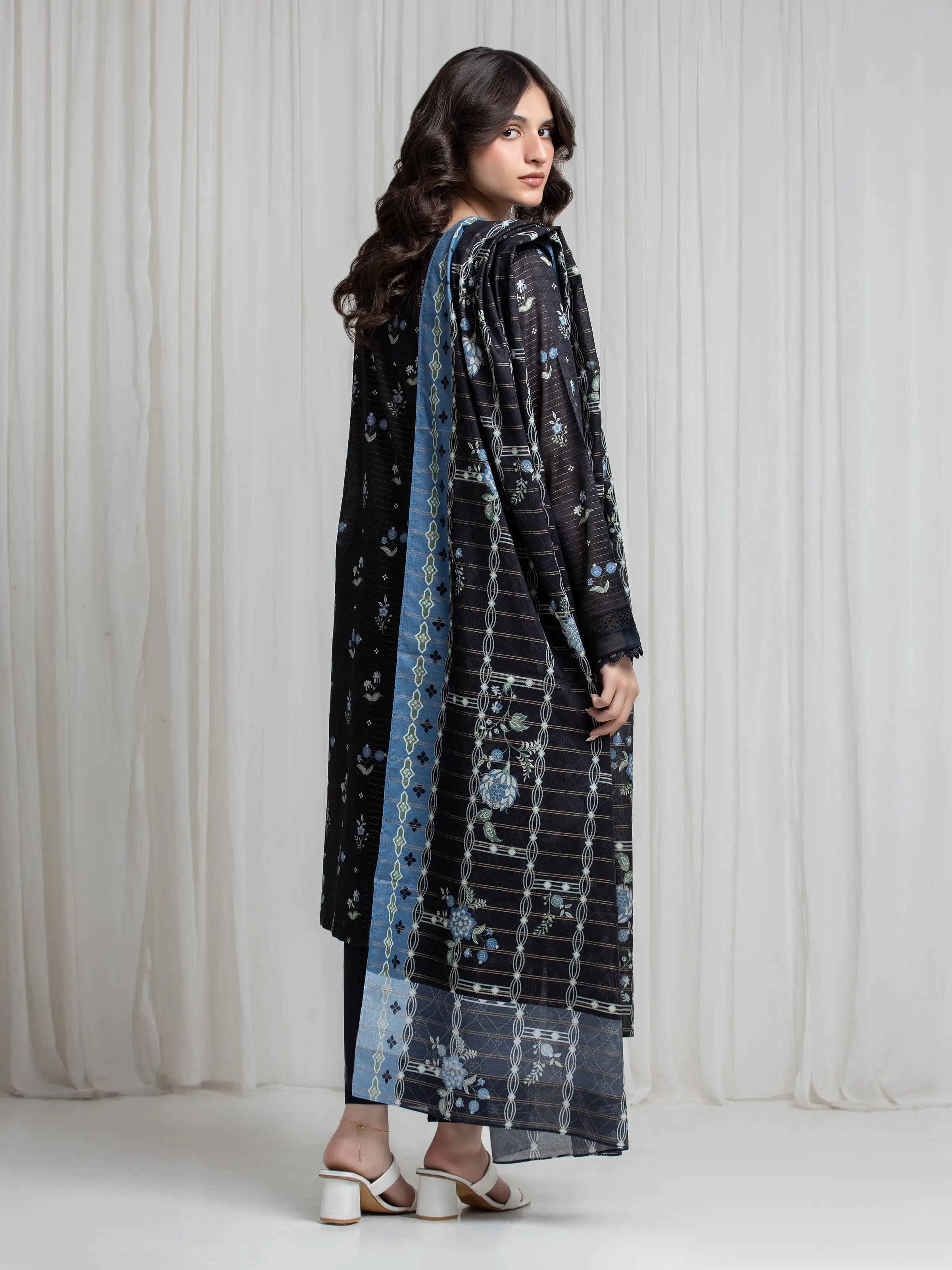 Printed Zari Lawn Suit - EWU6M6-061-3P - Image 5